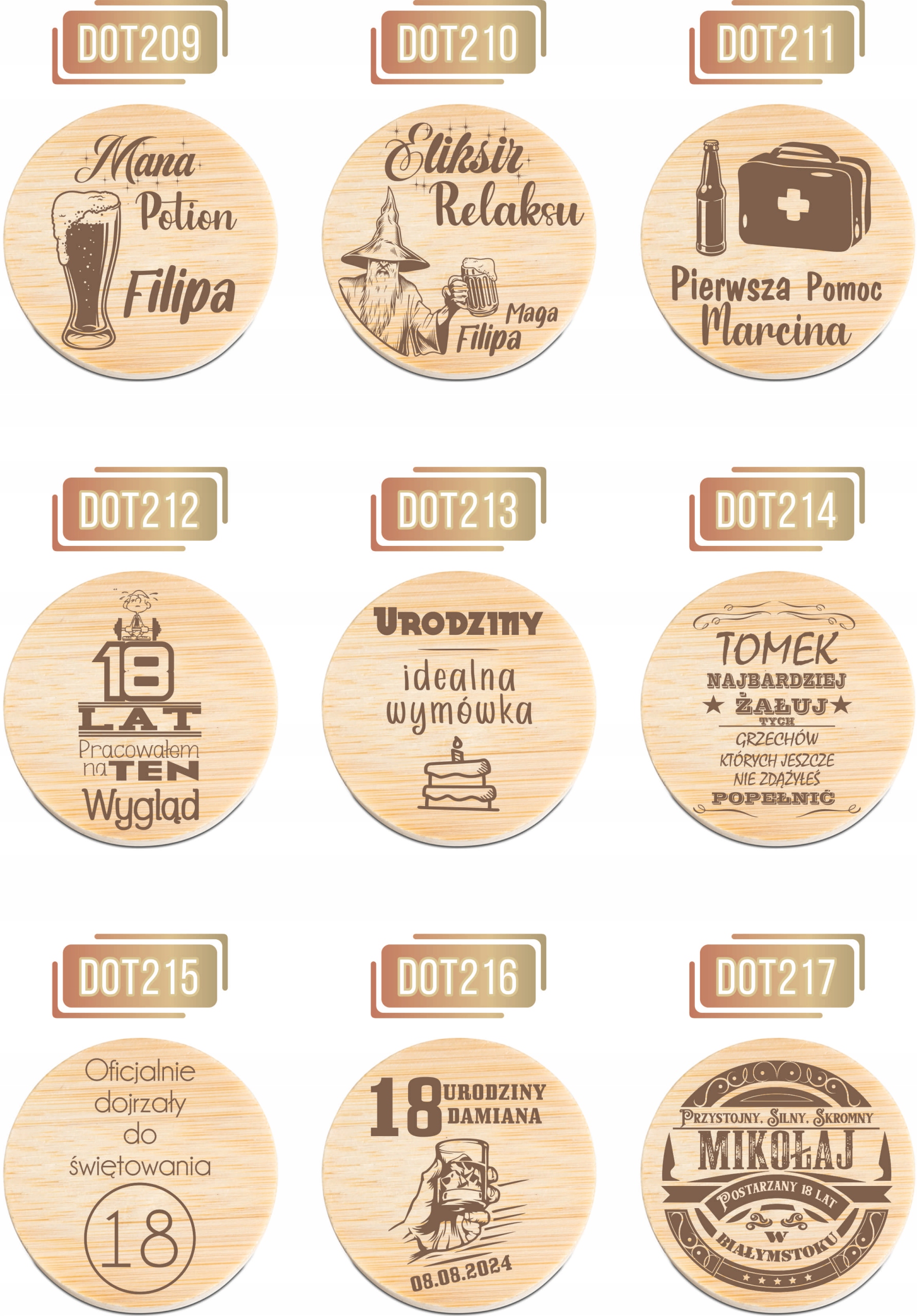 OTWIERACZ do piwa DREWNIANY personalizacja z grawerem prezent na 18