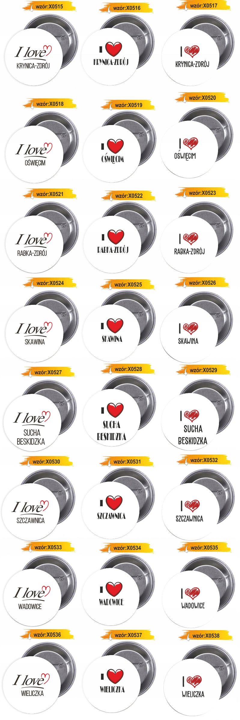 Przypinki buttony I LOVE RCIBÓRZ z grafiką TANIO