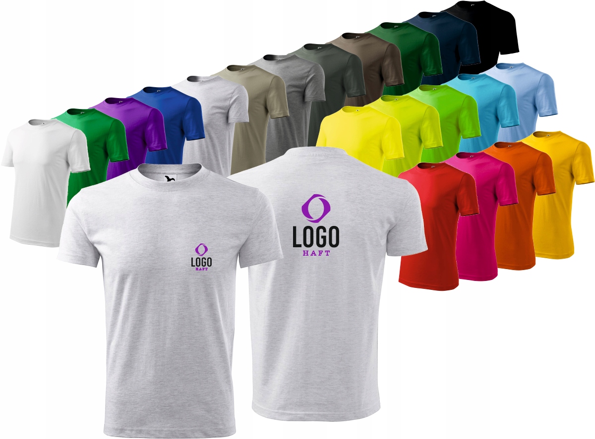KOSZULKA MĘSKA Z WŁASNYM HAFTEM NADRUKIEM LOGO HAFT KOMPUTEROWY 10 SZT