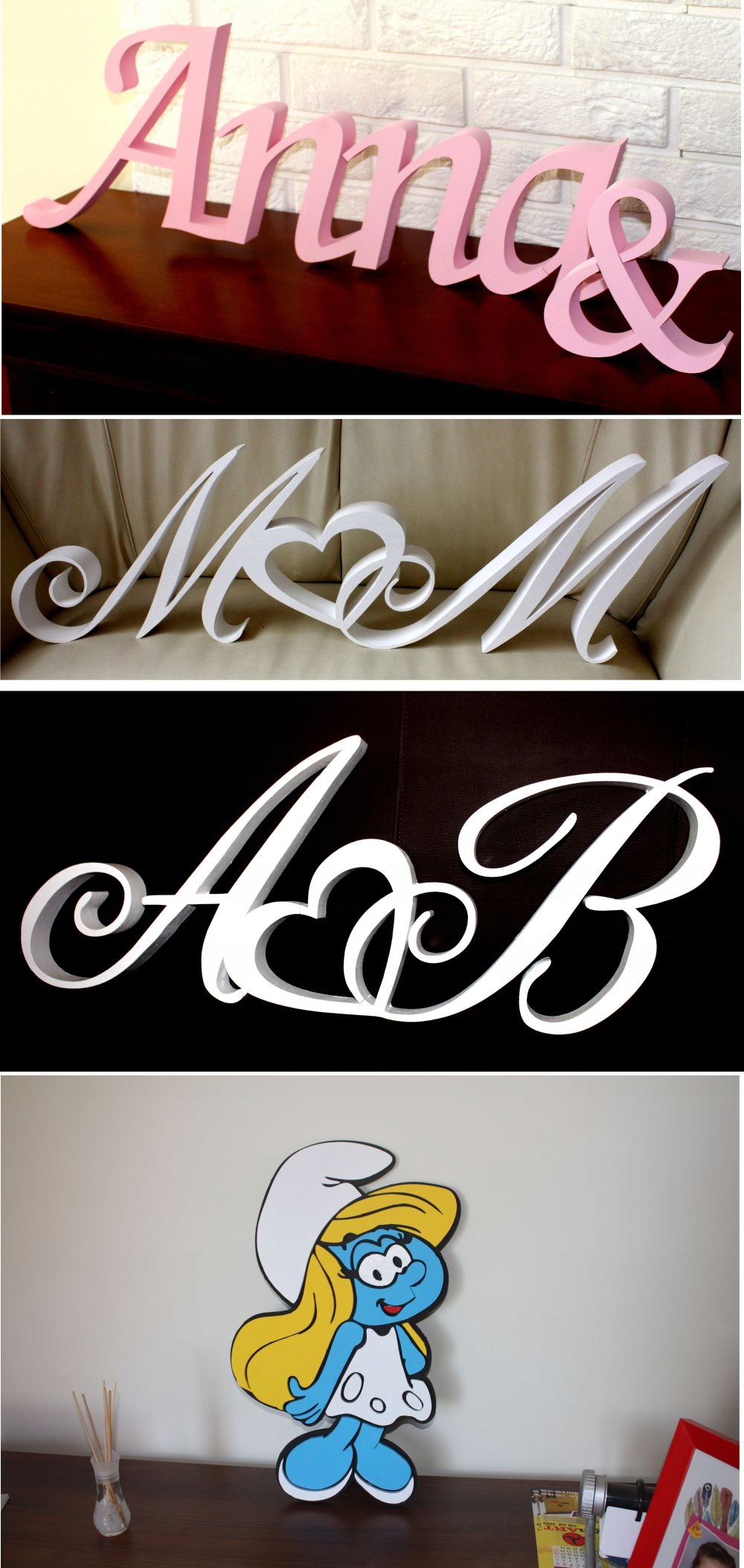 Serce love Imiona Młodej Pary styrodur napisy 3d