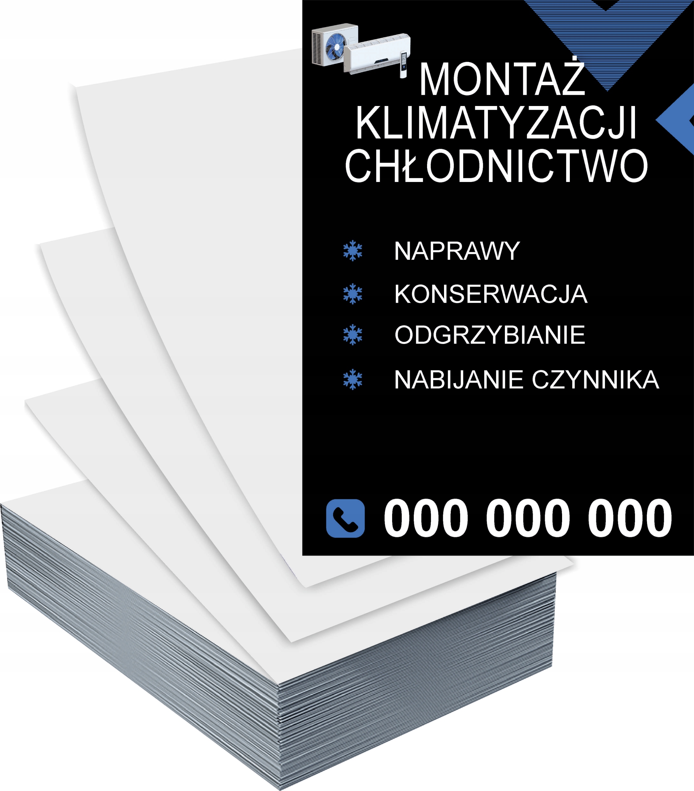 Ulotki A4 1000szt reklamowe firmowe MONTAŻ KLIMATYZACJI dużo wzorów