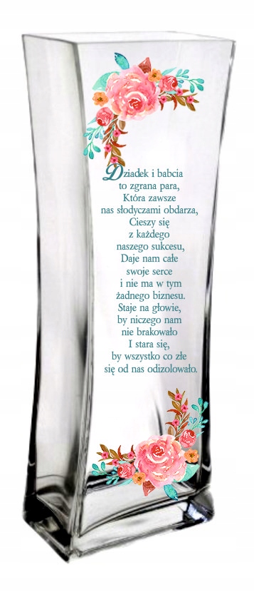 Elegancki wazon z nadrukiem dla babci i dziadka
