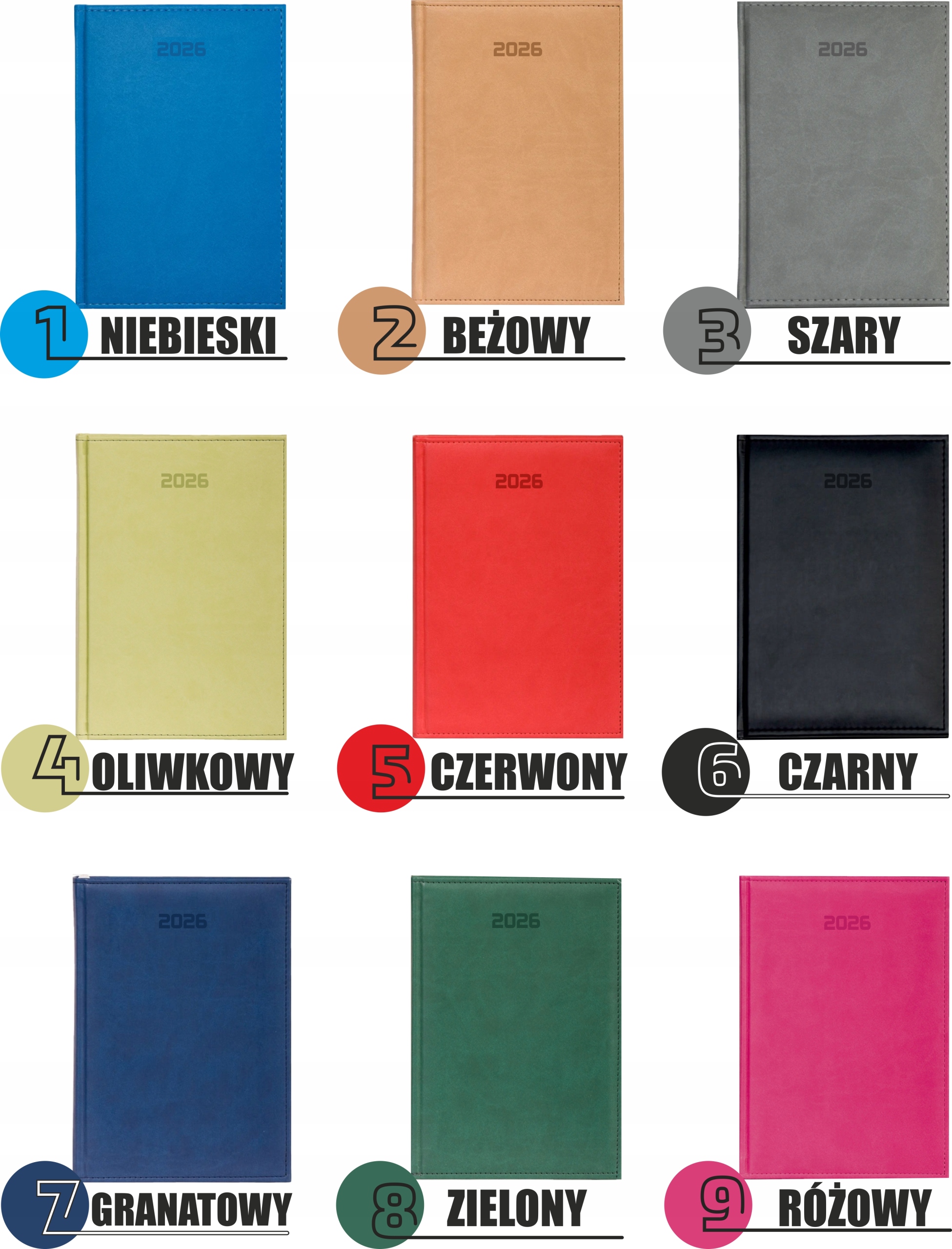 Stylowy prezent kalendarz książkowy A5 2026 rok z nadrukiem UV z imieniem