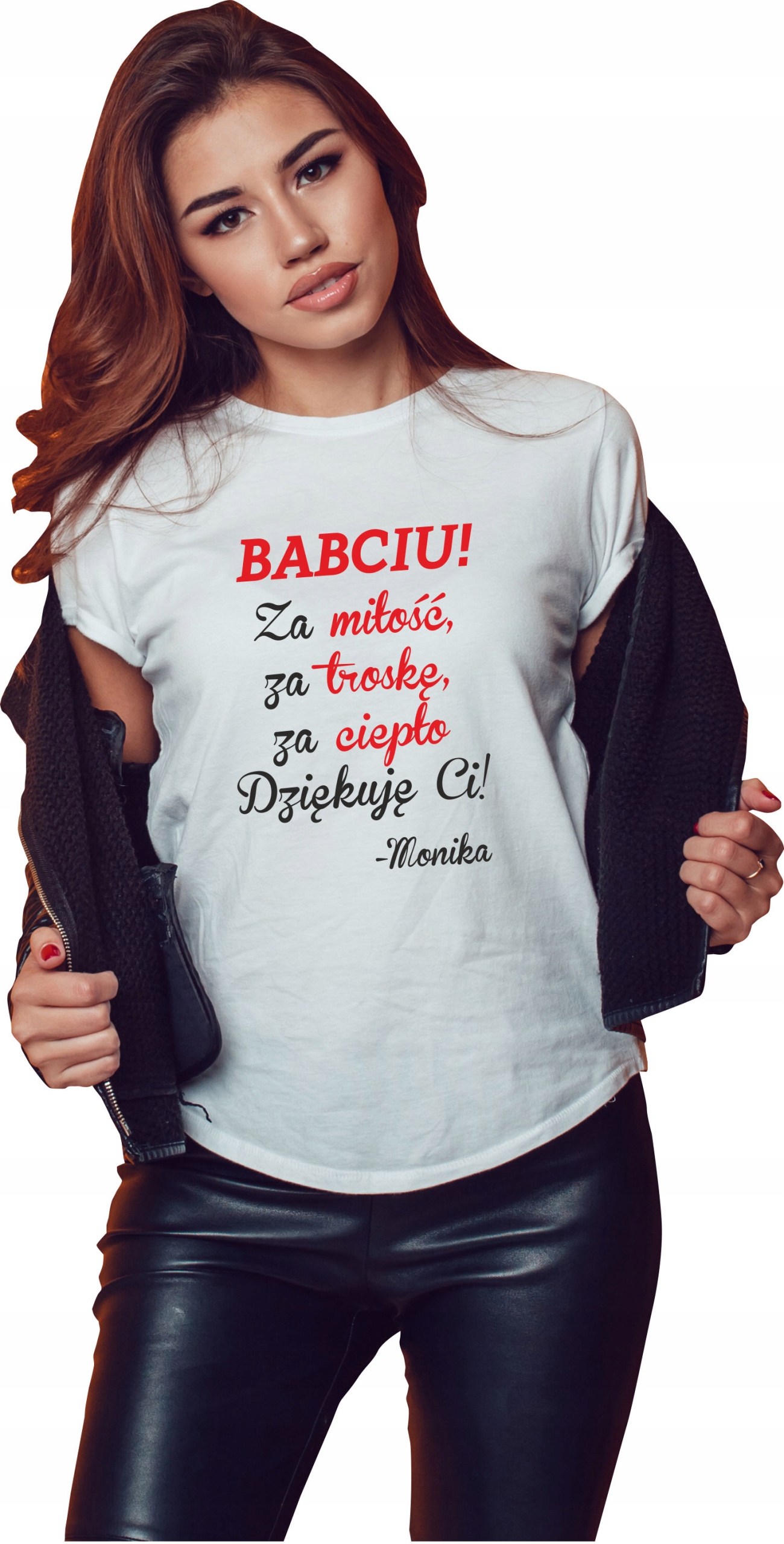 Koszulka z nadrukiem PREZENT DZIEŃ BABCI BABCIU