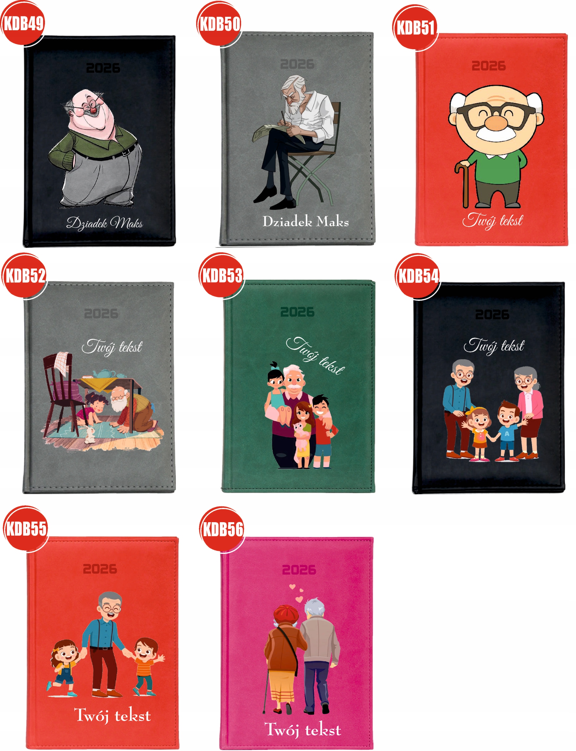 KALENDARZ A6 2026 TYGODNNIOWY KSIĄŻKOWY PERSONALIZOWANYNA DZIEŃ BABCI