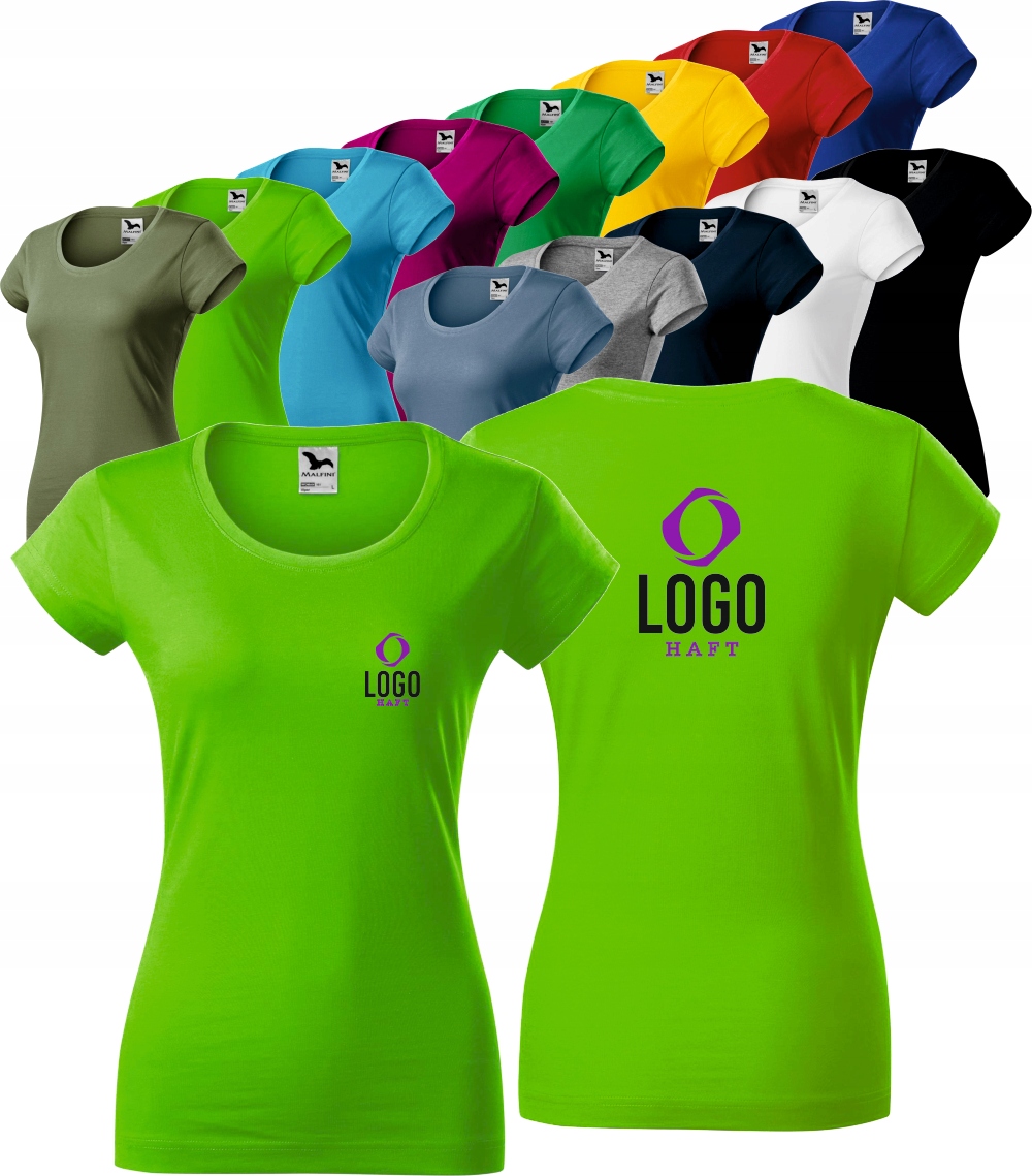KOSZULKI KOSZULKA DAMSKA T-shirt Z NADRUKIEM HAFTEM LOGO