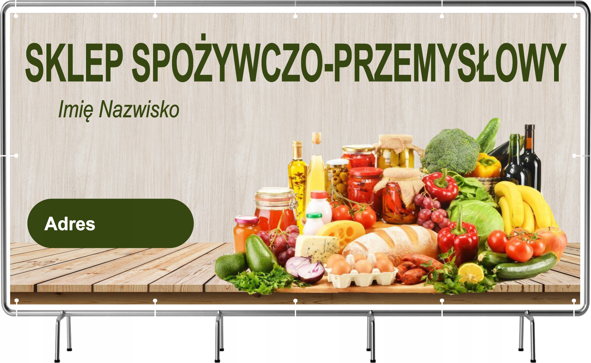 BANER REKLAMOWY 200x100cm gotowy projekt SKLEP SPOŻYWCZY plandeka