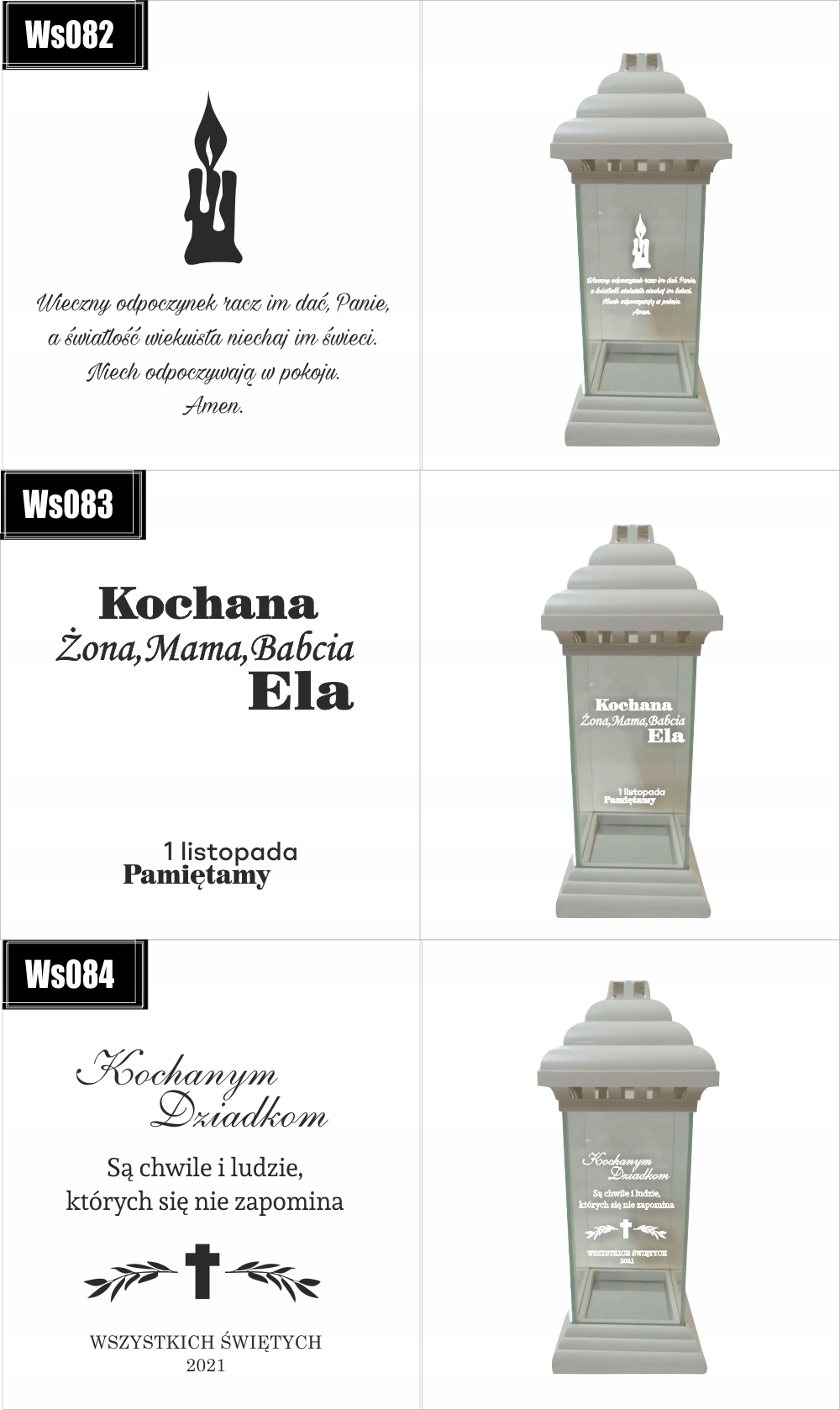 ZNICZ z grawerem dla Mamy Wszystkich Świętych