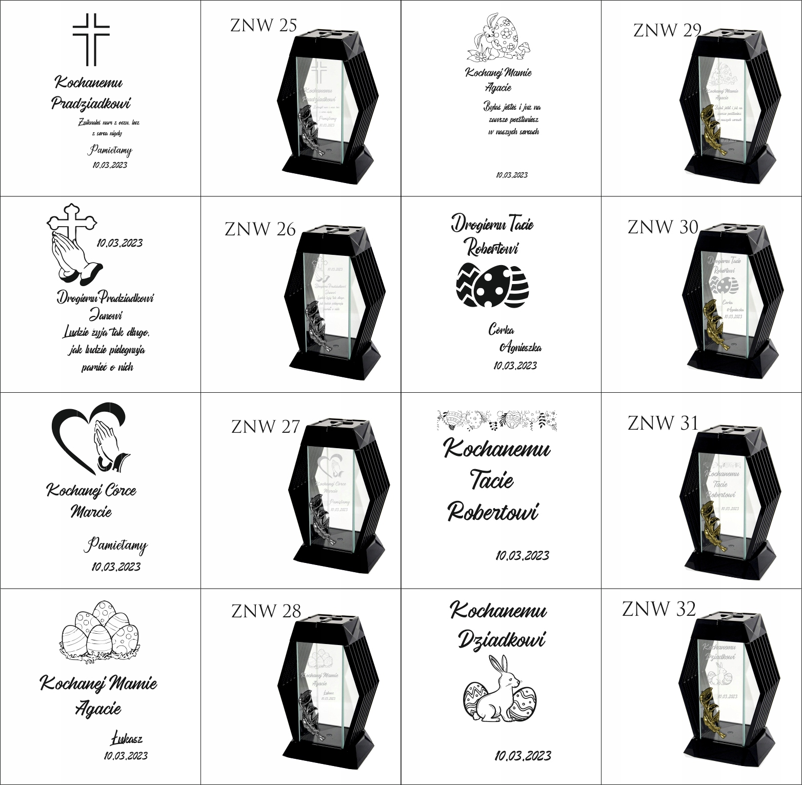 NOWOCZESNY ZNICZ z grawerem personalizowany twój napis kochanym dziadkom