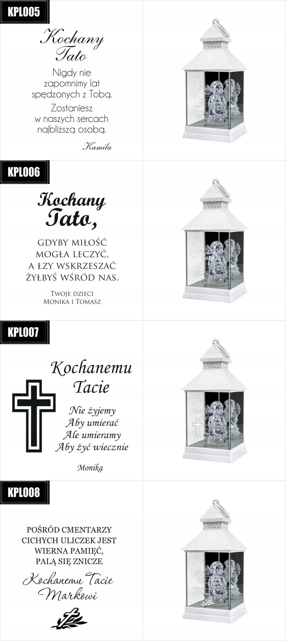 ZNICZ LAMPION aniołek LED grawer Rocznica Śmierci