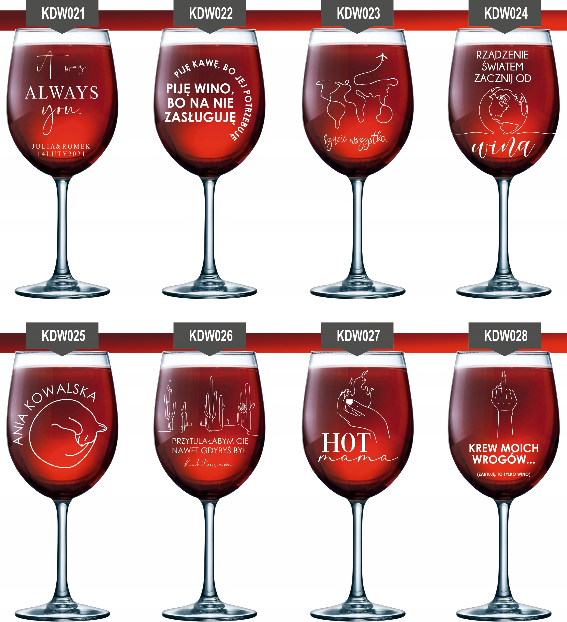 lampka kieliszek do wina z grawerem na PREZENT na imieniny personalizowany