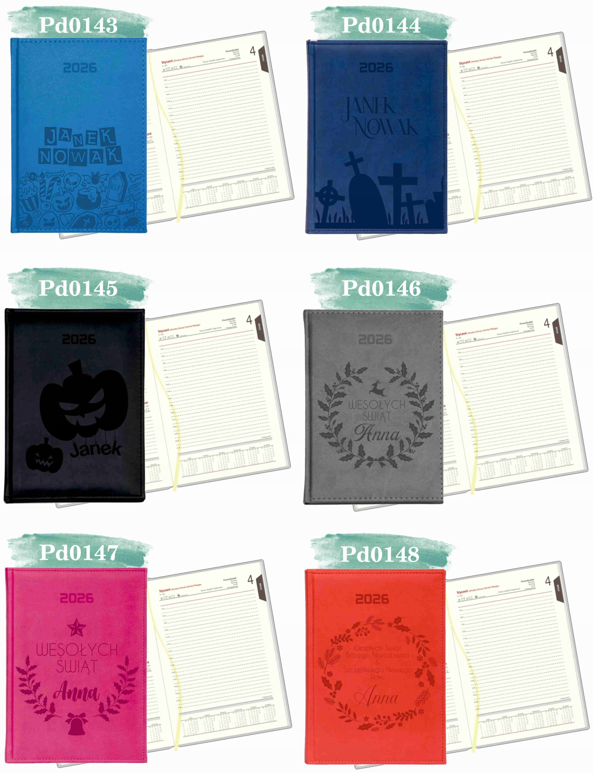 GRAWEROWANY KALENDARZ DZIENNY A5 2026 RÓŻNE WZORY DLA LEKARZA + IMIĘ