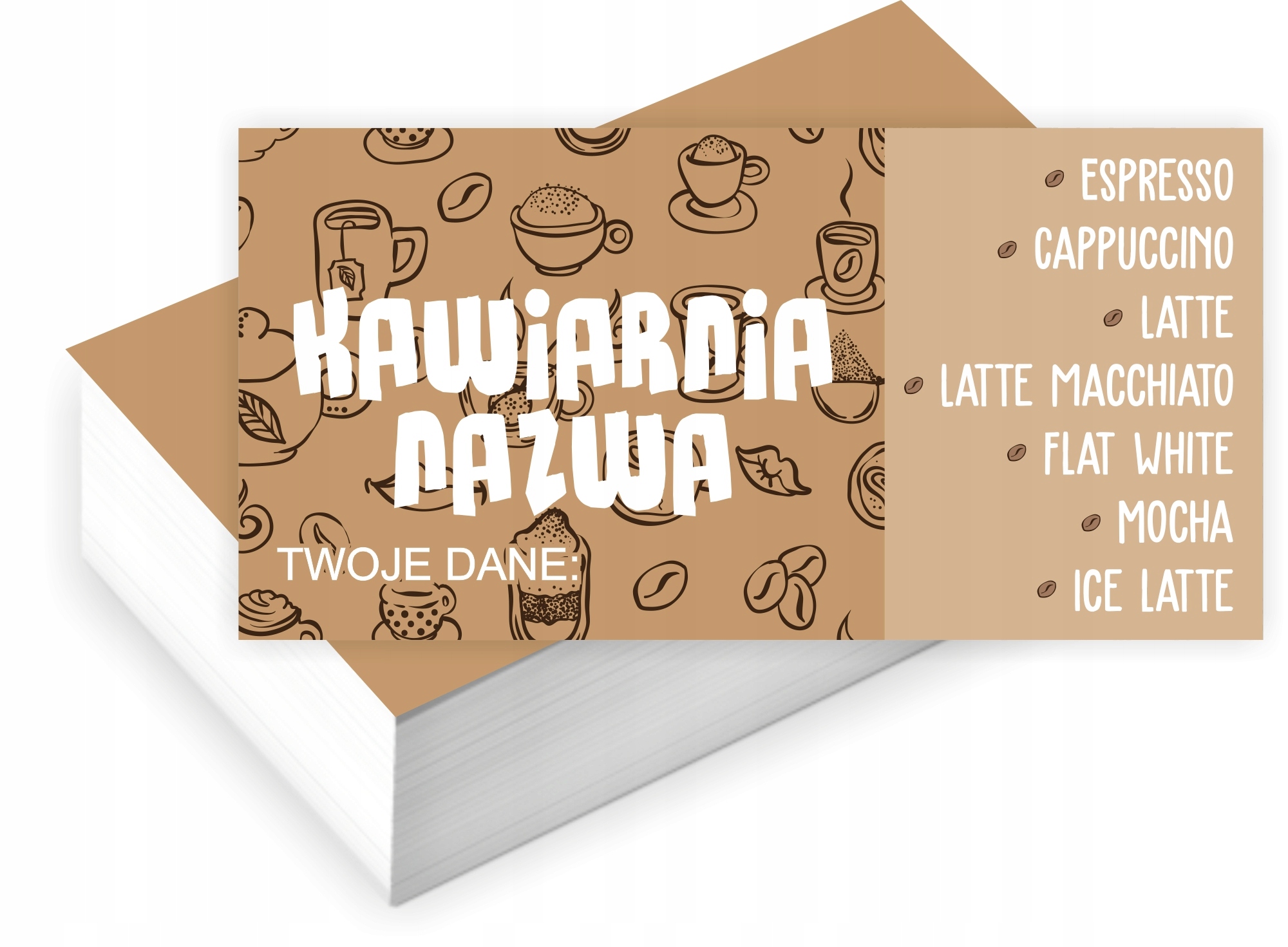 Wizytówki firmowe GOTOWY PROJEKT GRATIS 200 sztuk KAWIARNIA