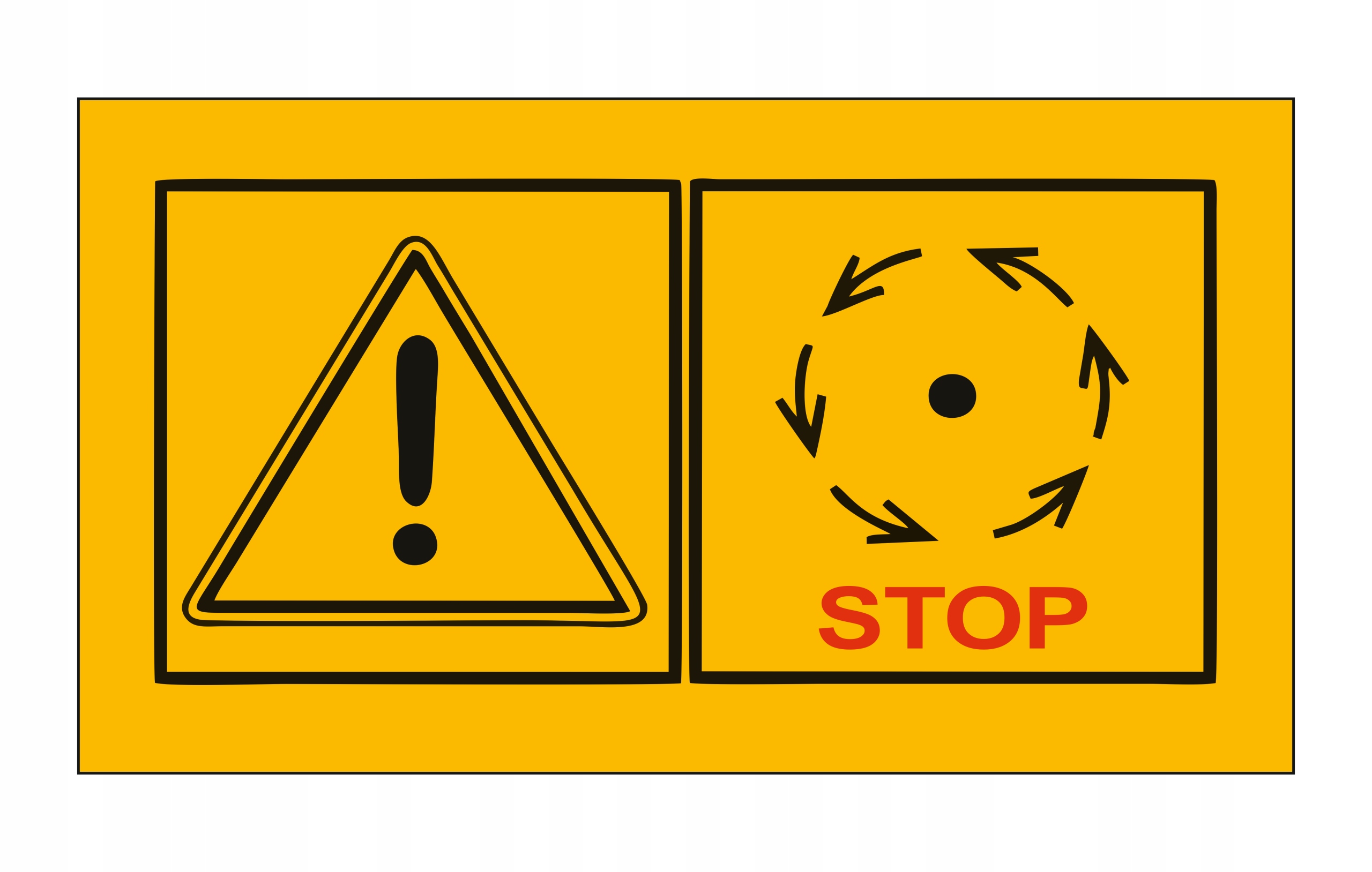 Naklejki samoprzylepne ostrzegawcze BHP 10 szt rotor maszyny 9x5 cm