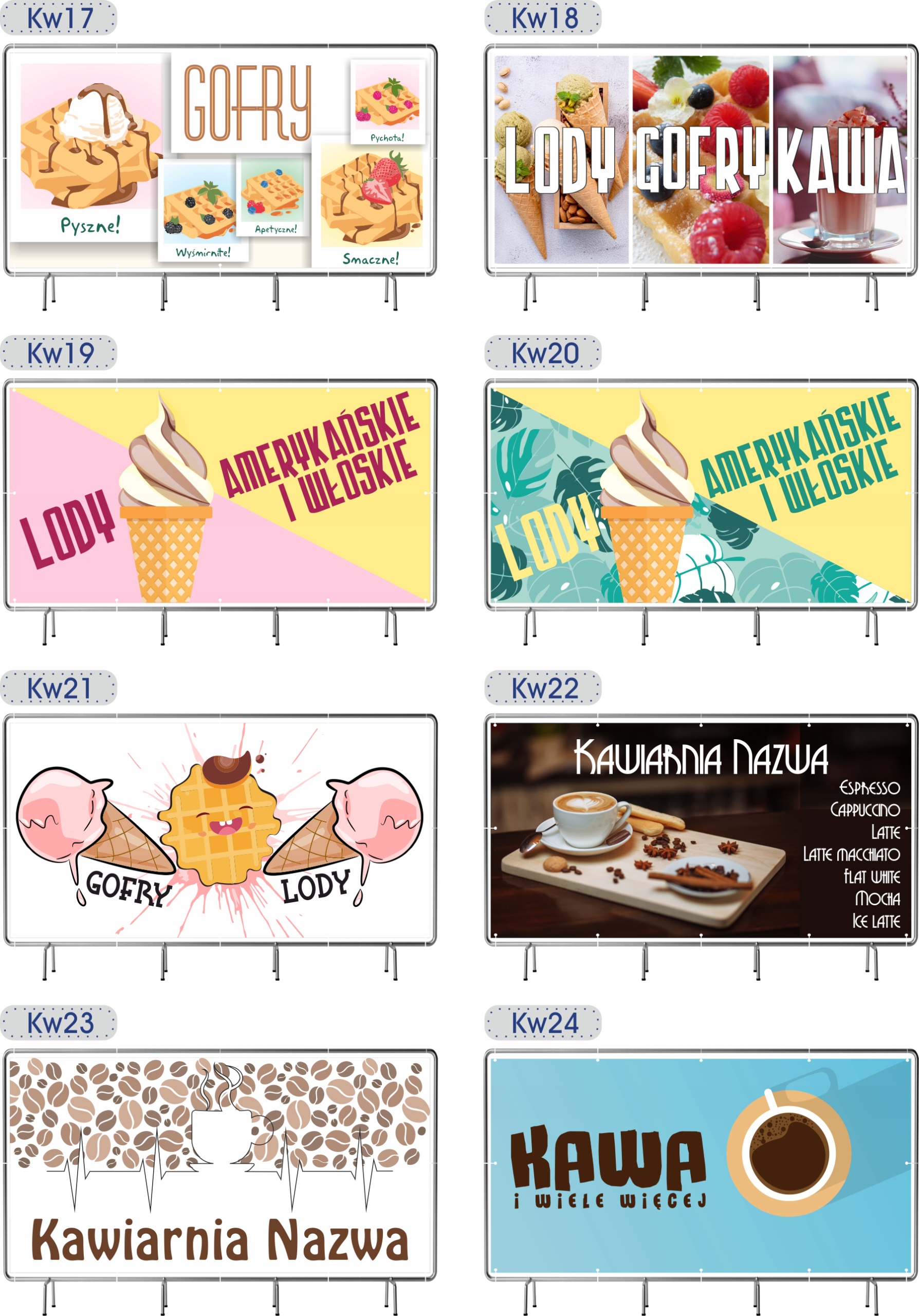 BANER REKLAMOWY na siatce mesh 200x100 cm gotowy projekt LODY KULKI