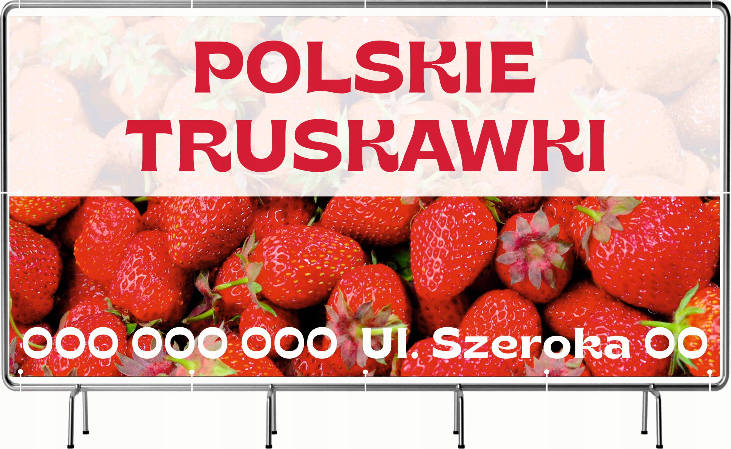 BANER REKLAMOWY 130x80cm projekt w cenie różne wzory POLSKIE TRUSKAWKI
