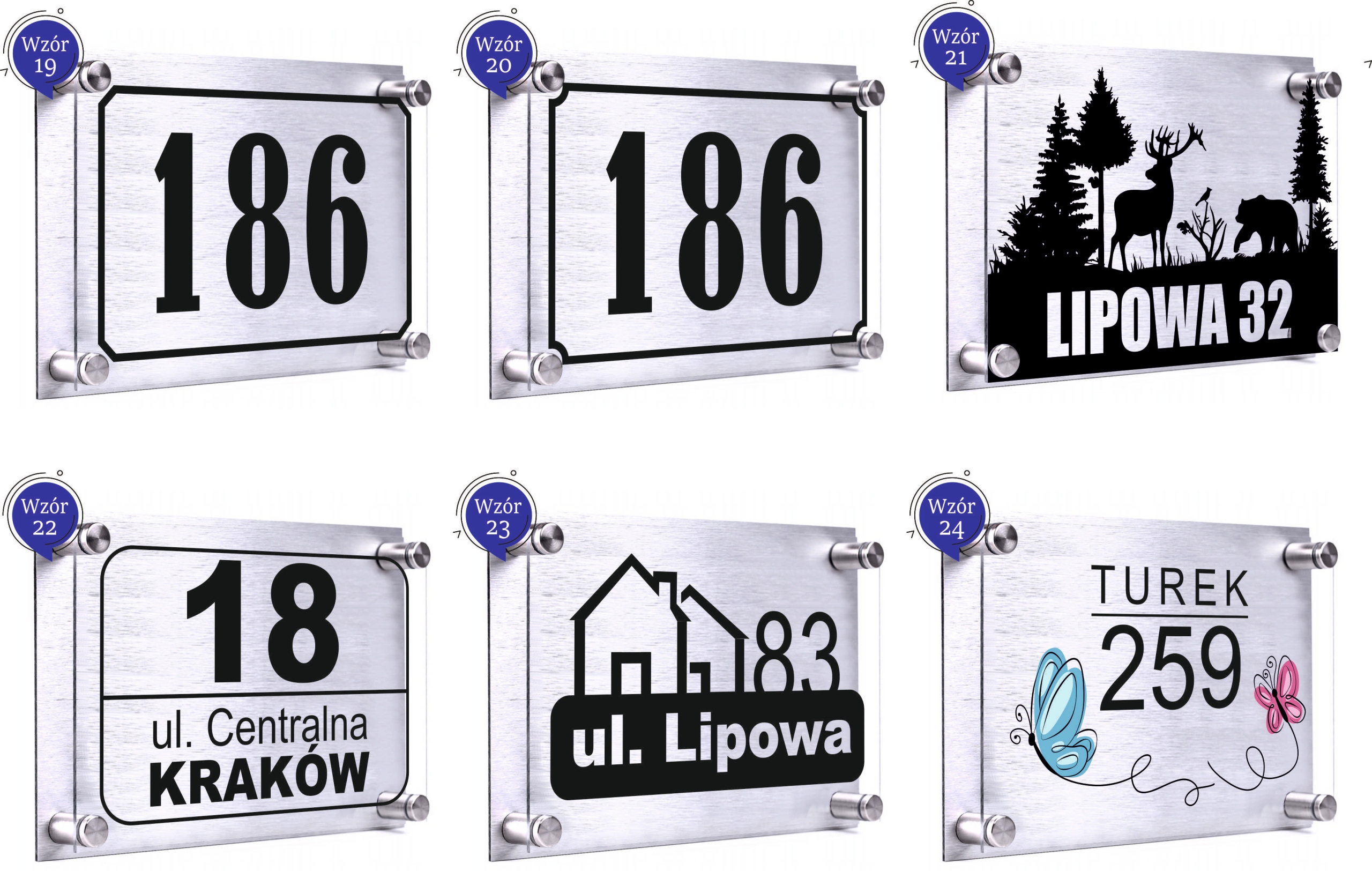 Tabliczka ADRESOWA numer domu 30x20 dibond plexi + DYSTANSE montażowe