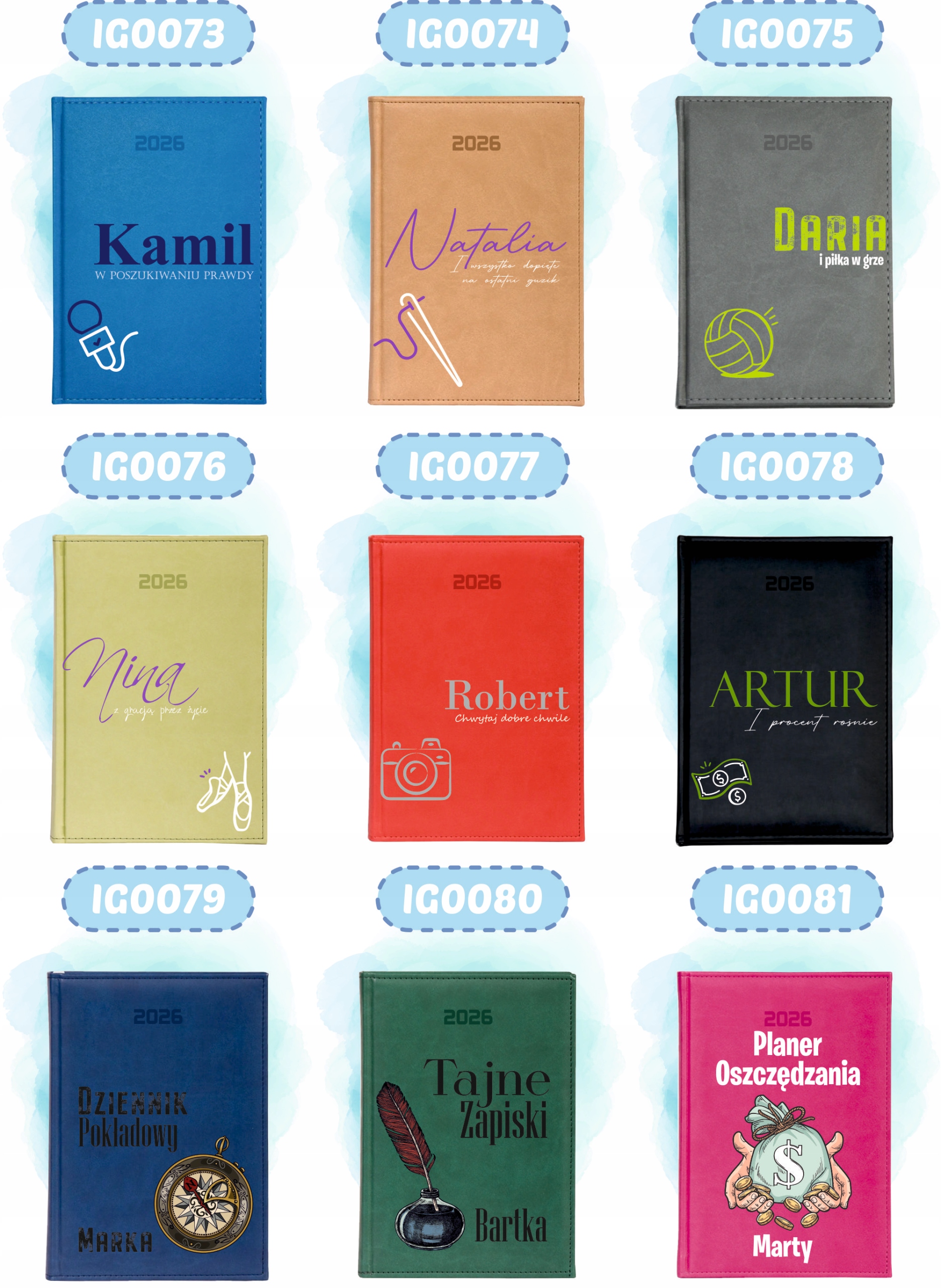 KALENDARZ A5 2026 DZIENNY terminarz z nadrukiem DLA WĘDKARZA PREZENT