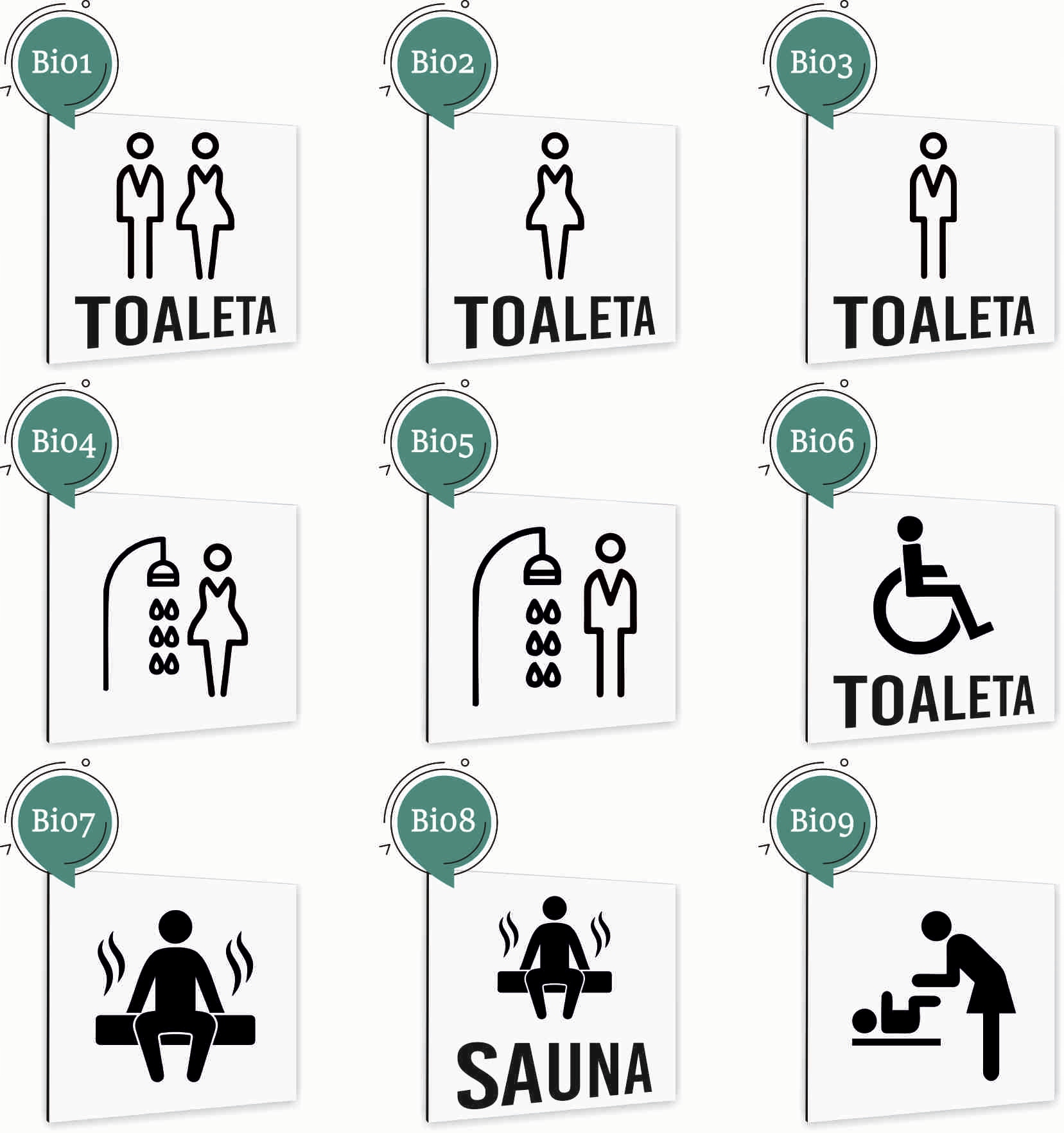 Tabliczka NAPIS TOALETA BIAŁA Tablica nierdzewna PIKTOGRAM ALUMINIUM