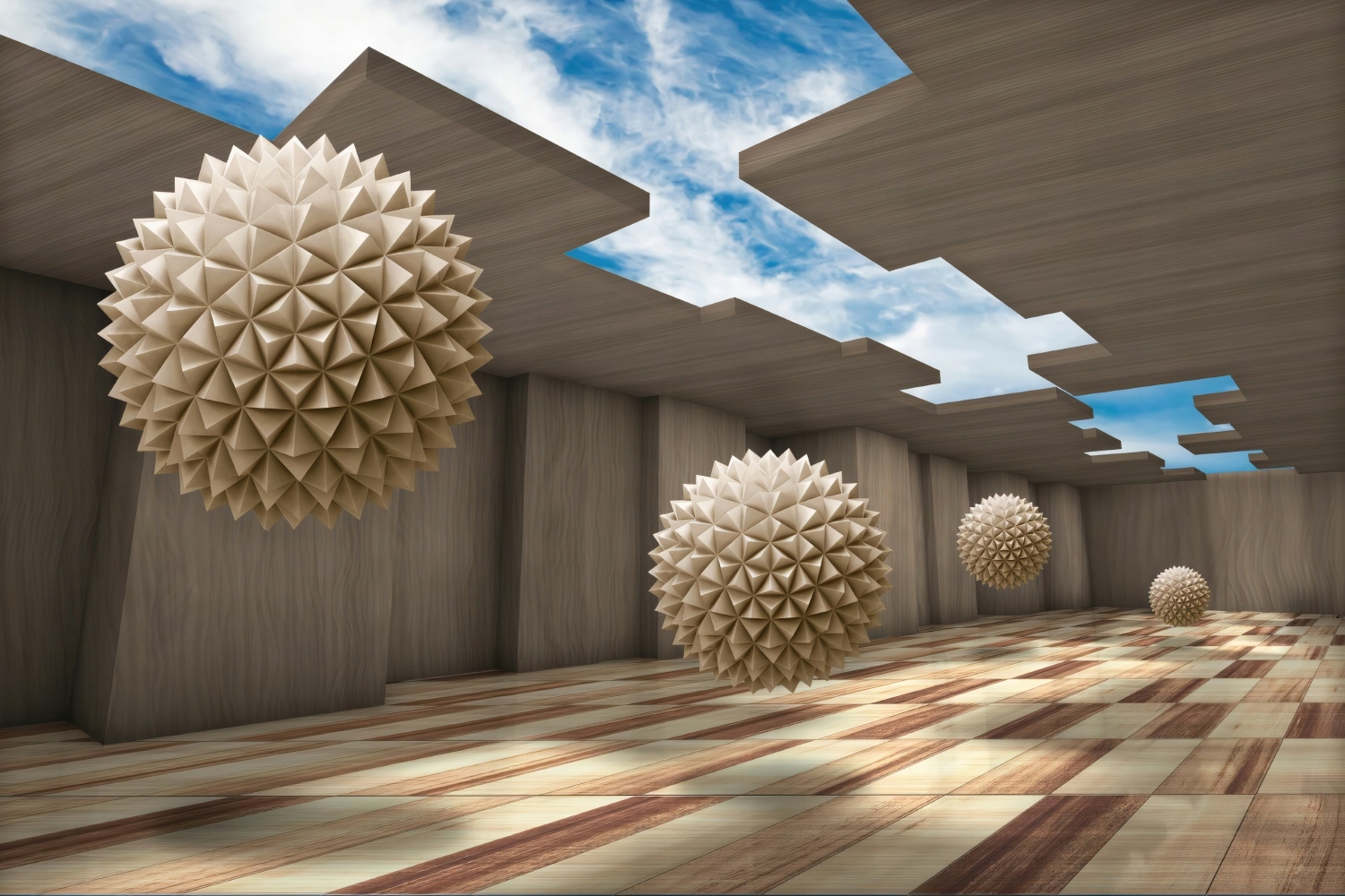 fototapeta NIEBO WIDOK CHMURY KULE DESKI 200x130