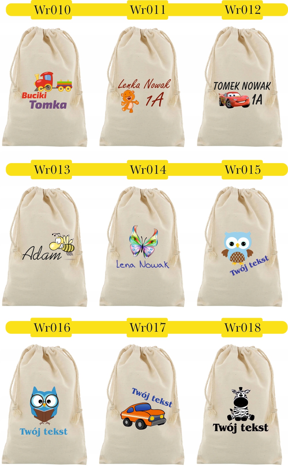 Worek imienny na buty świąteczny dla dziewczynki