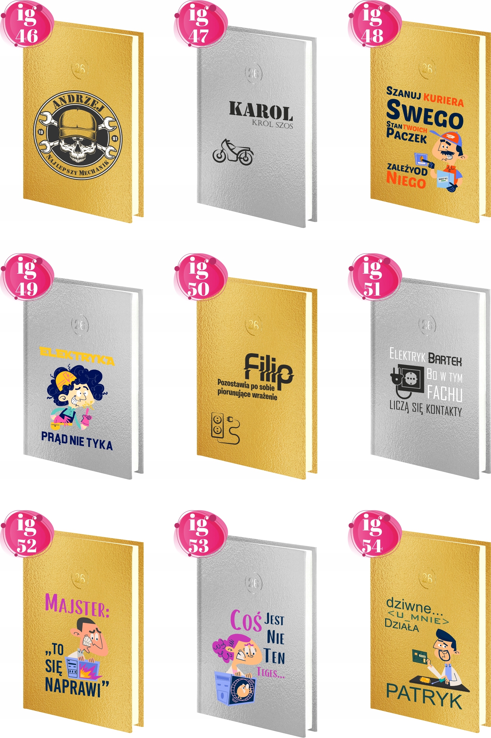 PLANER murarz tynkarz DZIENNY kalendarz książkowy A4 złoty srebrny