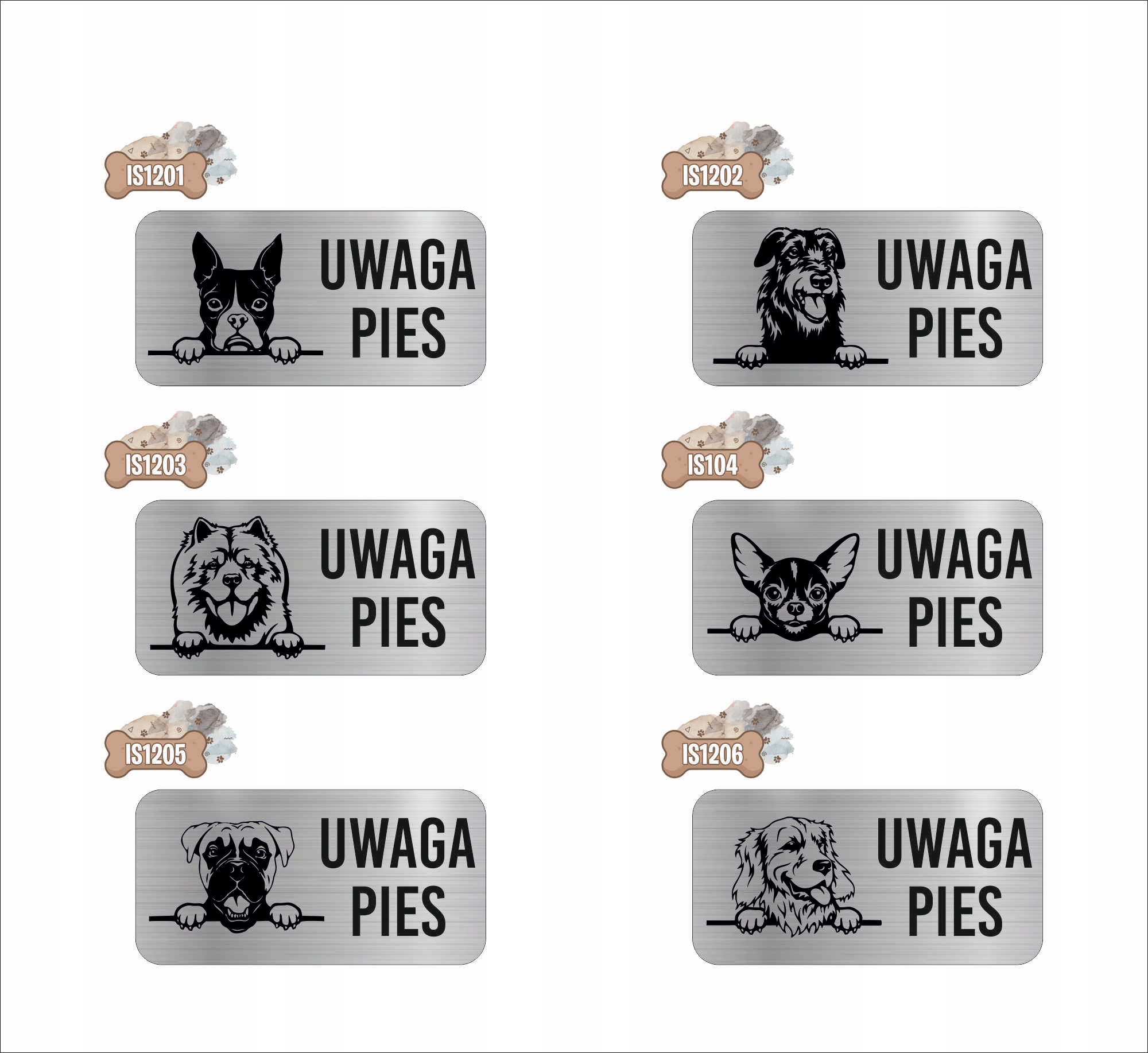 GRAWER Tabliczka laminat 20x10 cm UWAGA PIES Pinczer miniaturowy