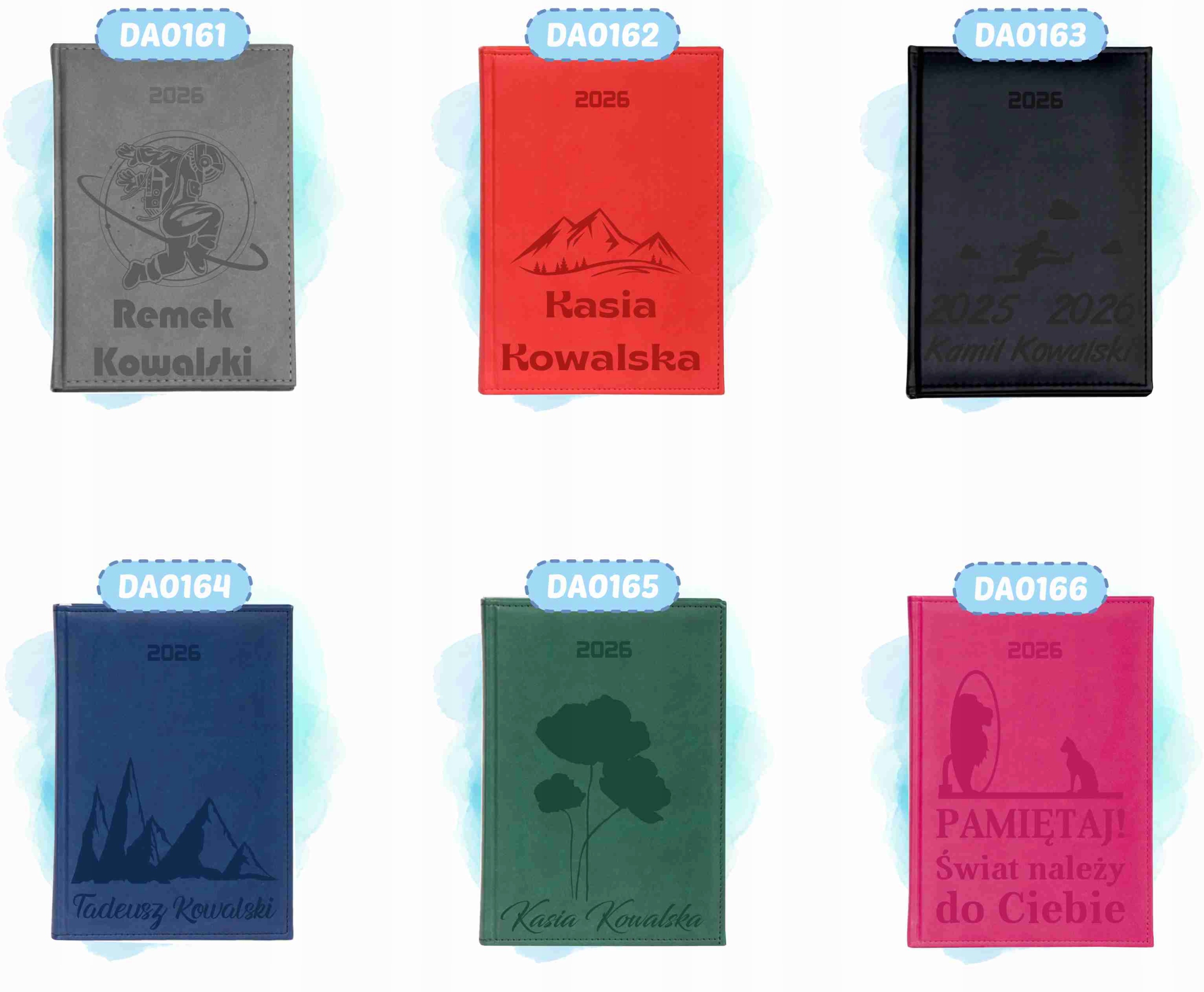 TERMINARZ KALENDARZ A6 2026 książkowy prezent GRAWER Z TWOIM TEKSTEM