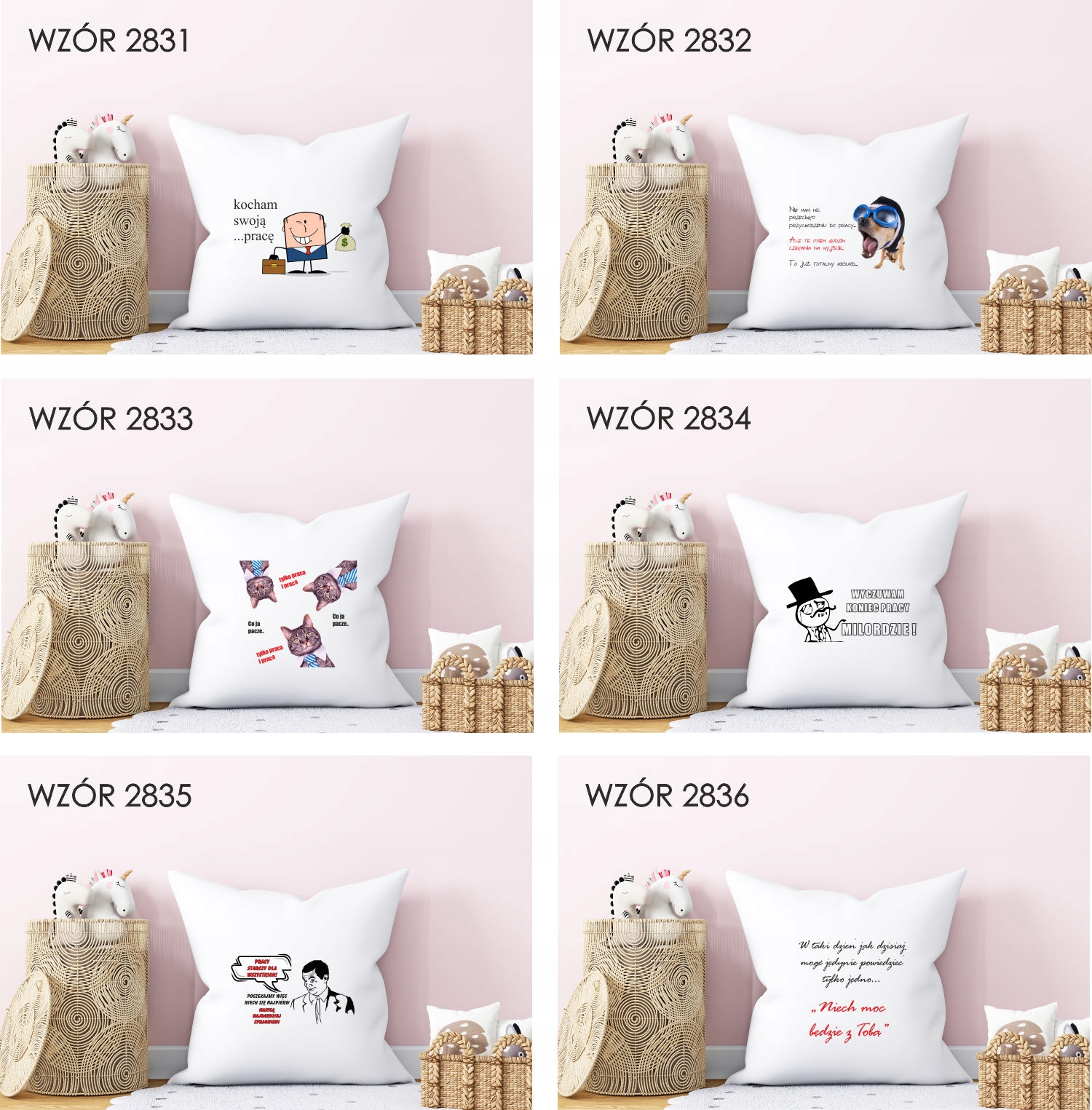 Poduszka z nadrukiem PREZENT CODZIENNIE W PRACY