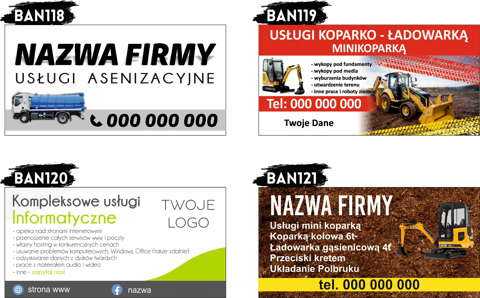 BANER REKLAMOWY OCZKOWANY 200x100 cm RÓŻNE WZORY WYPOŻYCZALNIA ROWERÓW