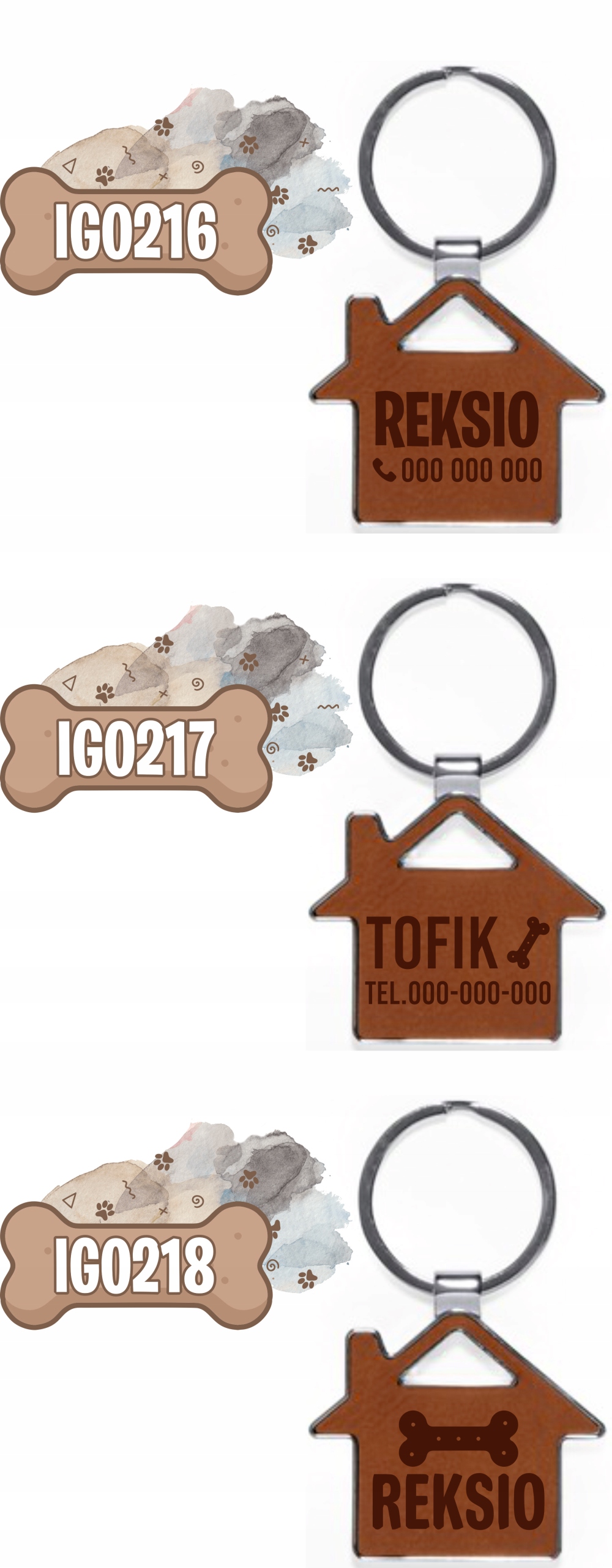 grawer BRELOK SKÓRZANY identyfikator imię PSA numer telefonu PERSONALIZACJA