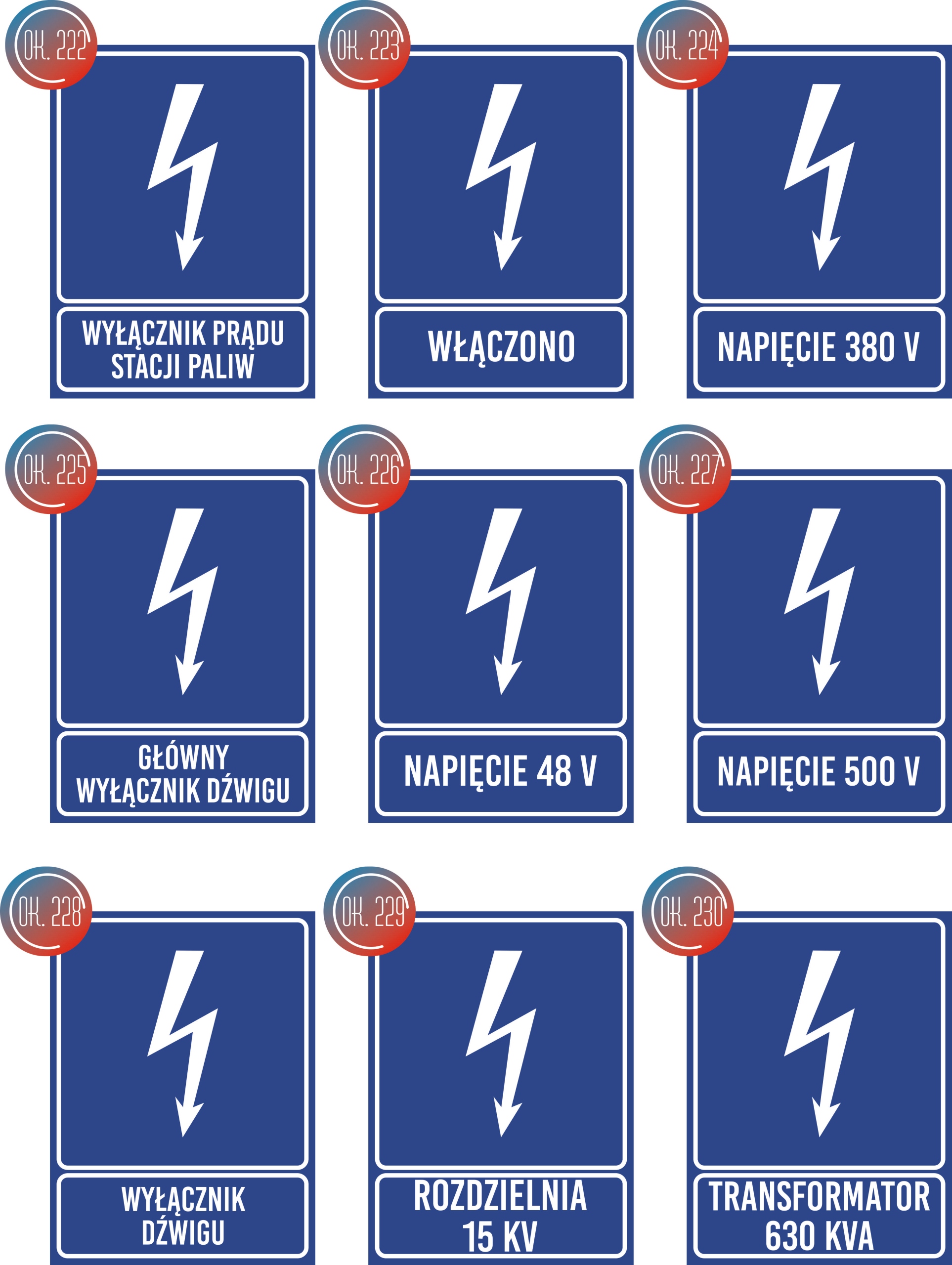 Tabliczka informacyjna - Transformator 1000 KVA grawer piktogram 20x6 cm