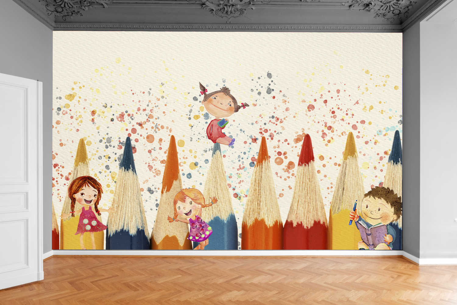 Fototapeta DZIECIĘCA KOLOROWE KREDKI OŁÓWKI RYSIK