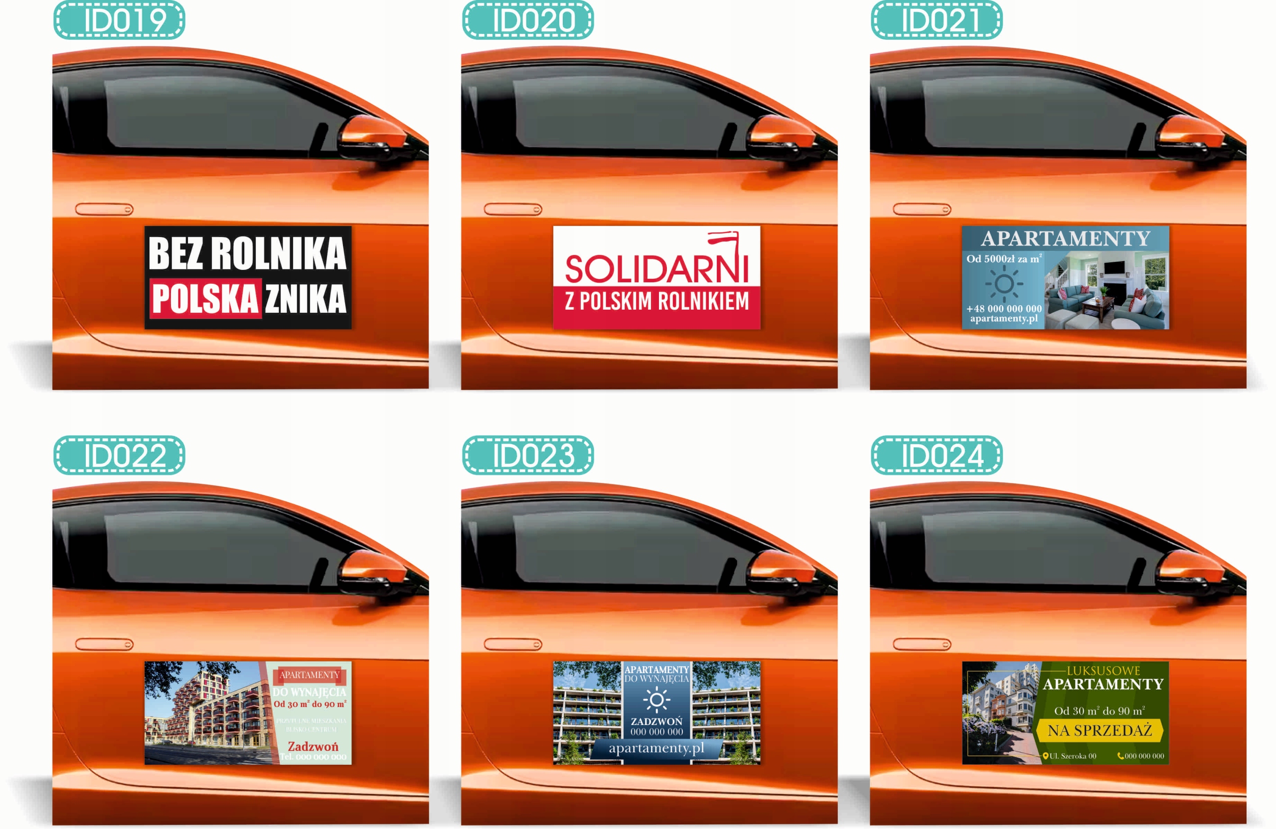 Magnes na samochód reklama magnetyczna 60x30 APARTAMENTY DO WYNAJĘCIA