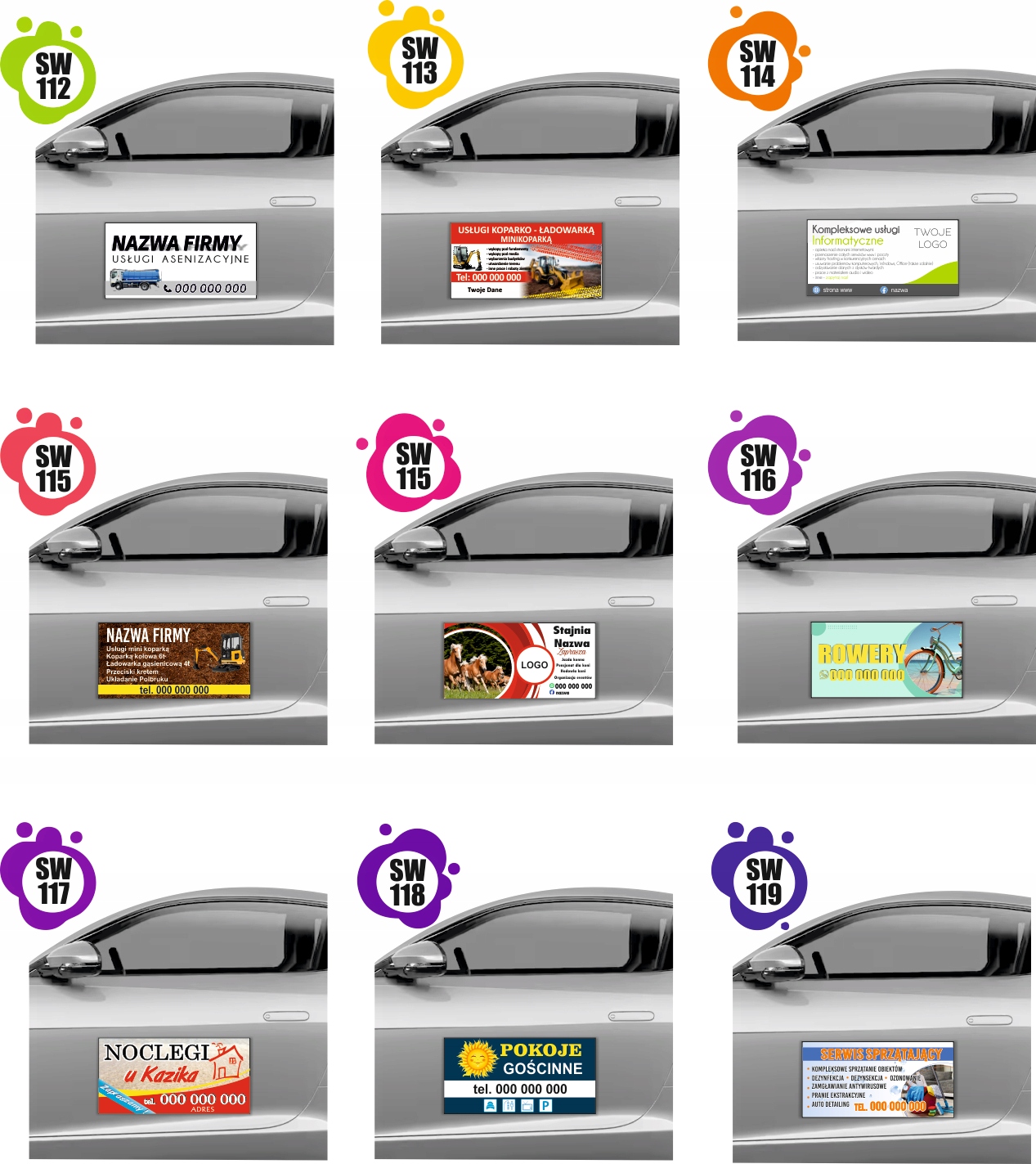 MAGNES NA SAMOCHÓD AUTO MAGNETYCZNA REKLAMA 60X30 USŁUGI BUDOWLANE