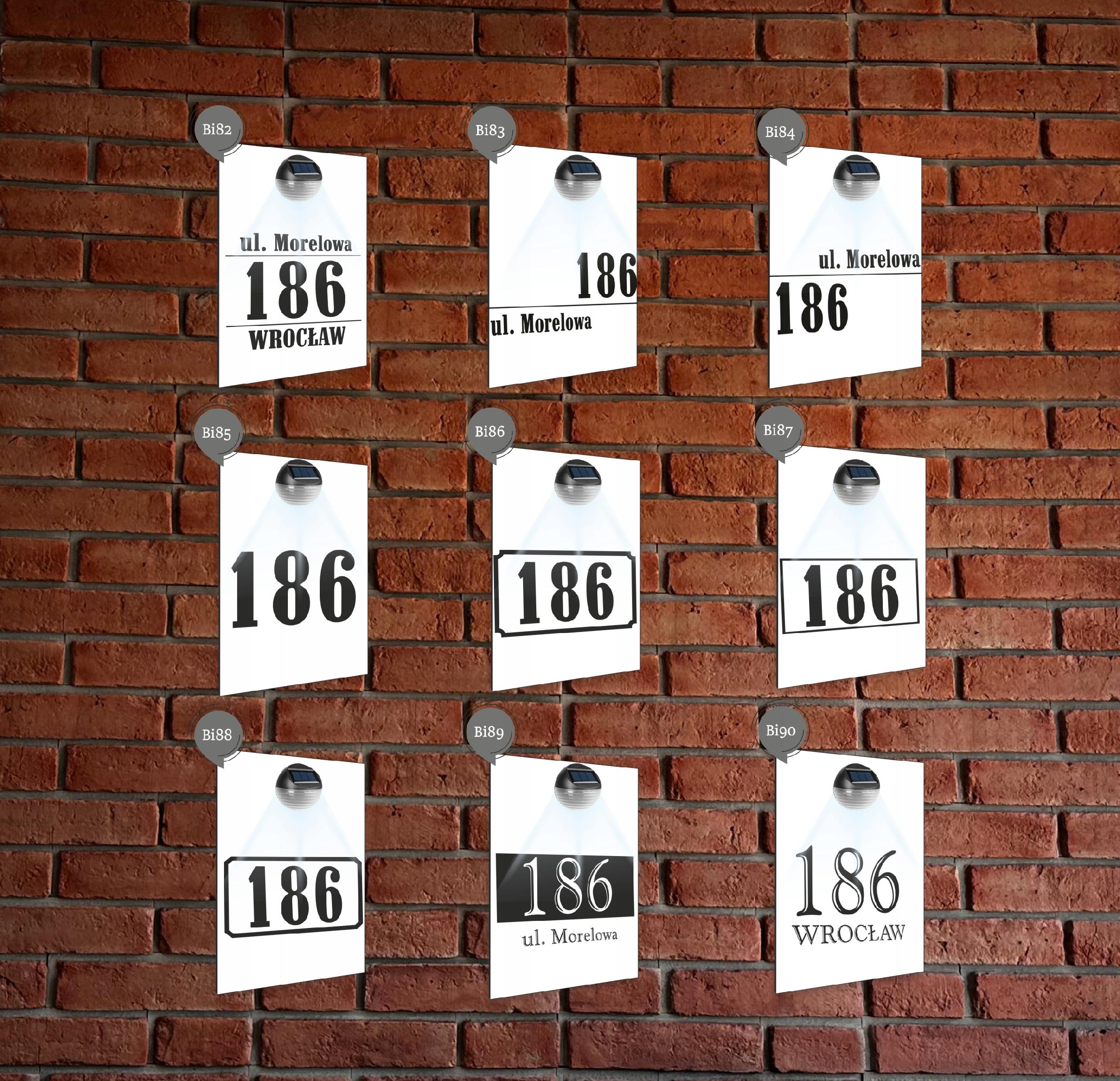 biała TABLICZKA ADRESOWA lampka led pionowa dibond numer domu 40x30