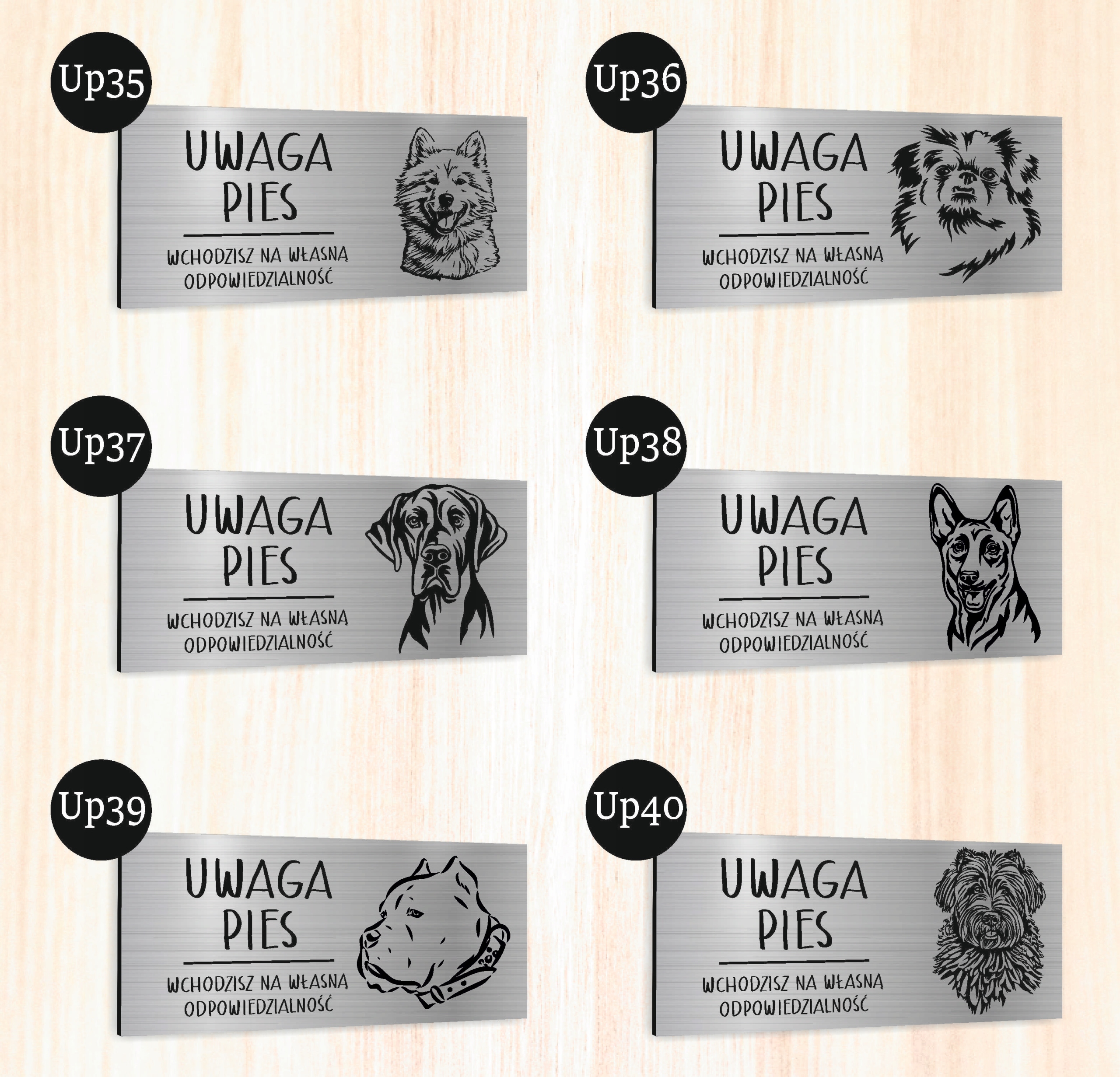 Tabliczka dibind uwaga pies Bulterrier 20x10 cm NADRUK UV