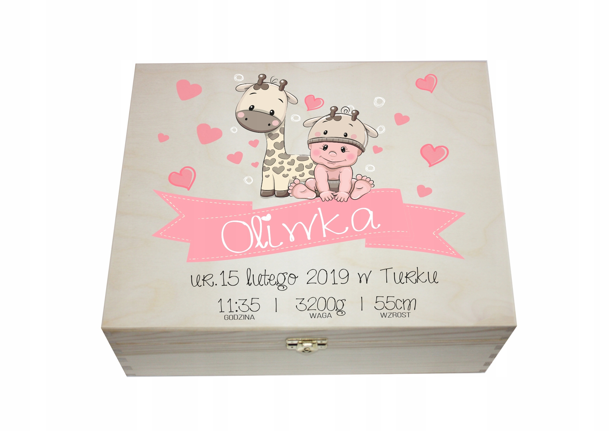 PUDEŁKO WSPOMNIEŃ PREZENT na CHRZEST ROCZEK nadruk UV z metryczką