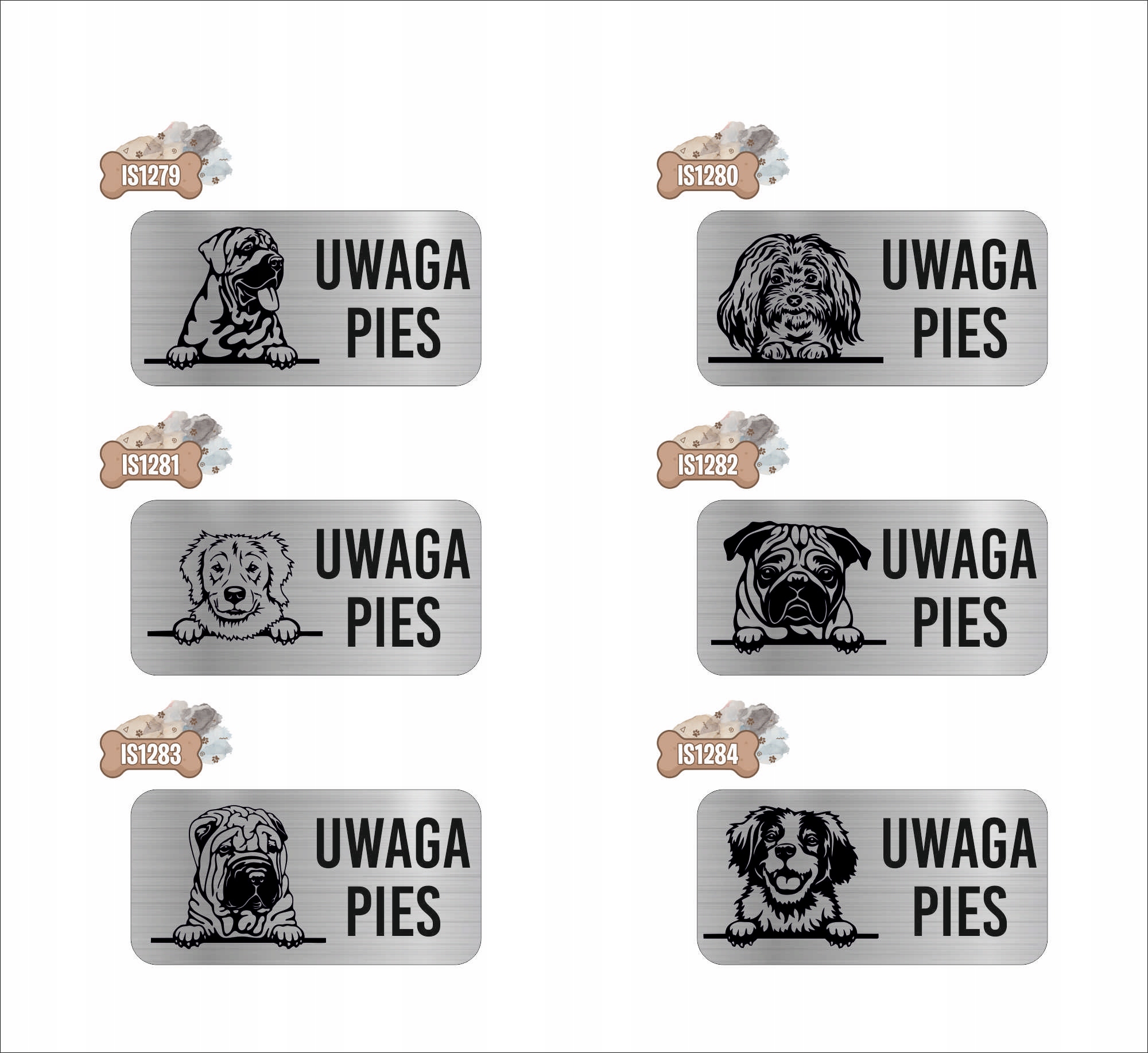 GRAWER Tabliczka nierdzewna LAMINAT 20x10 UWAGA PIES Labrador retriever