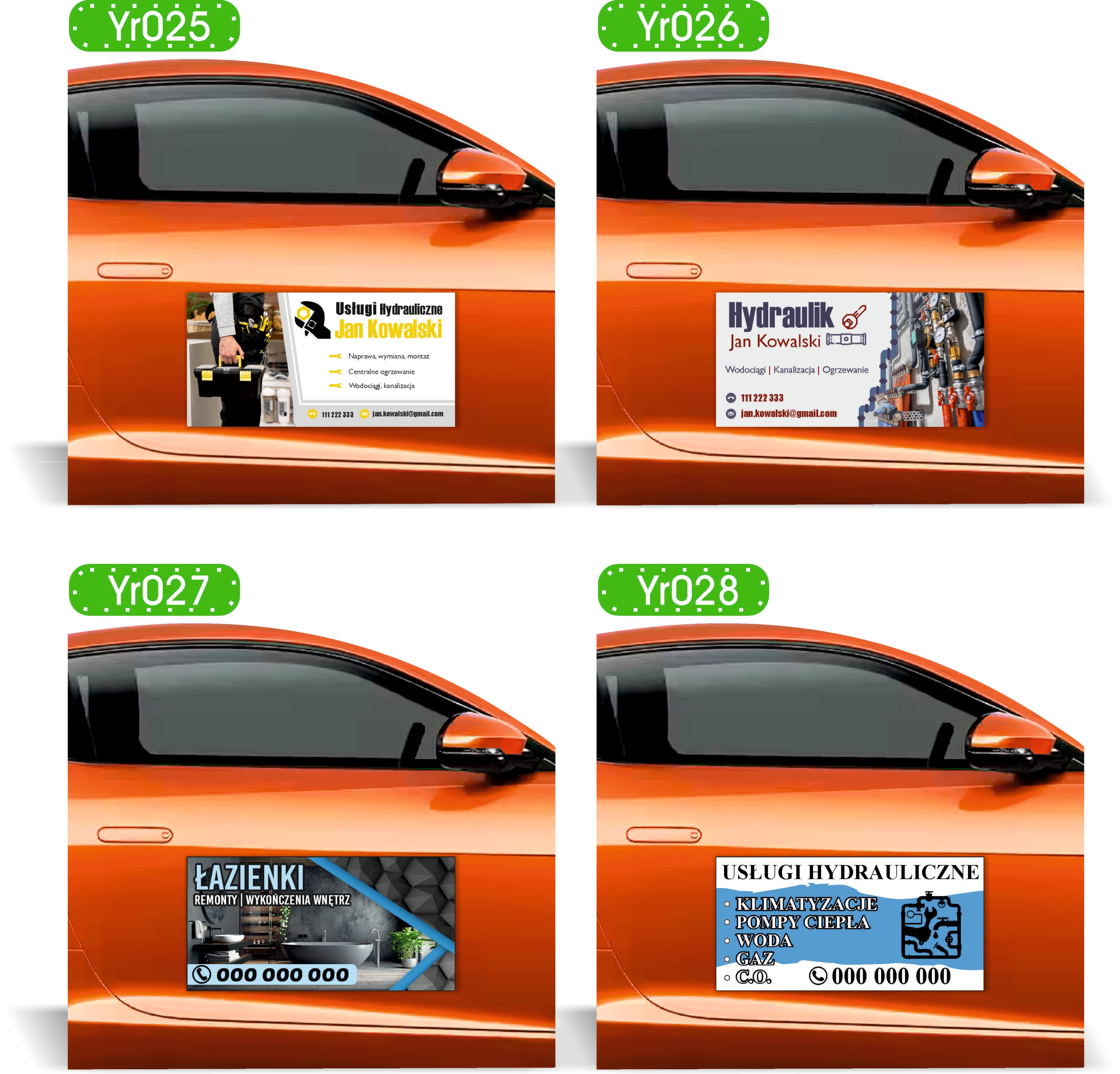 Magnes na samochód reklama magnetyczna 60x30cm WYMIANA OPON różne wzory