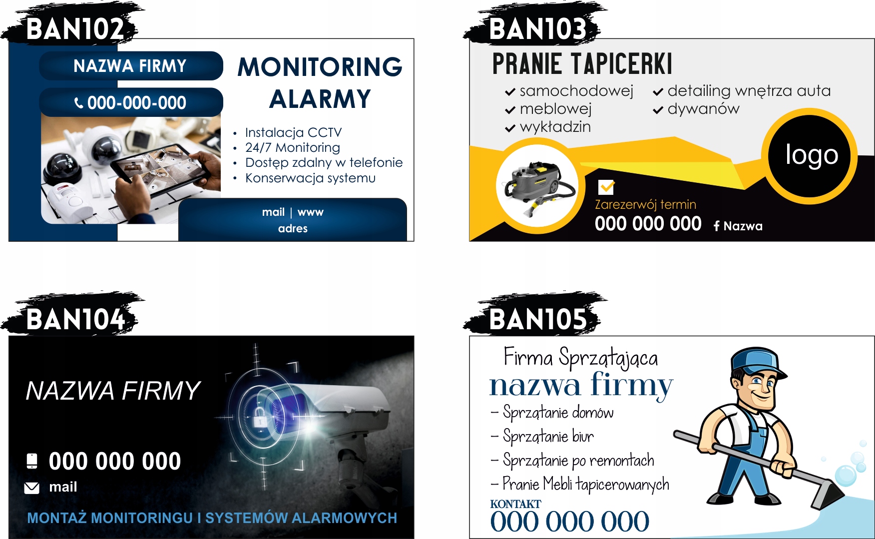 BANER OCZKOWANY reklamowy 100x50cm różne wzory ZAKŁAD KAMIENIARSKI PROMOCJA