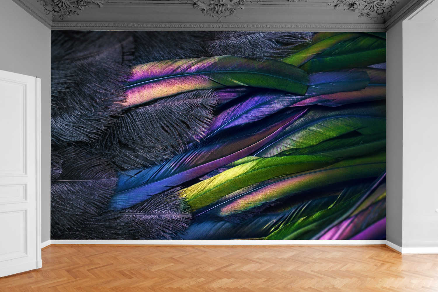 Fototapeta KOLOROWE METALICZNE PIÓRA 3D 390x280