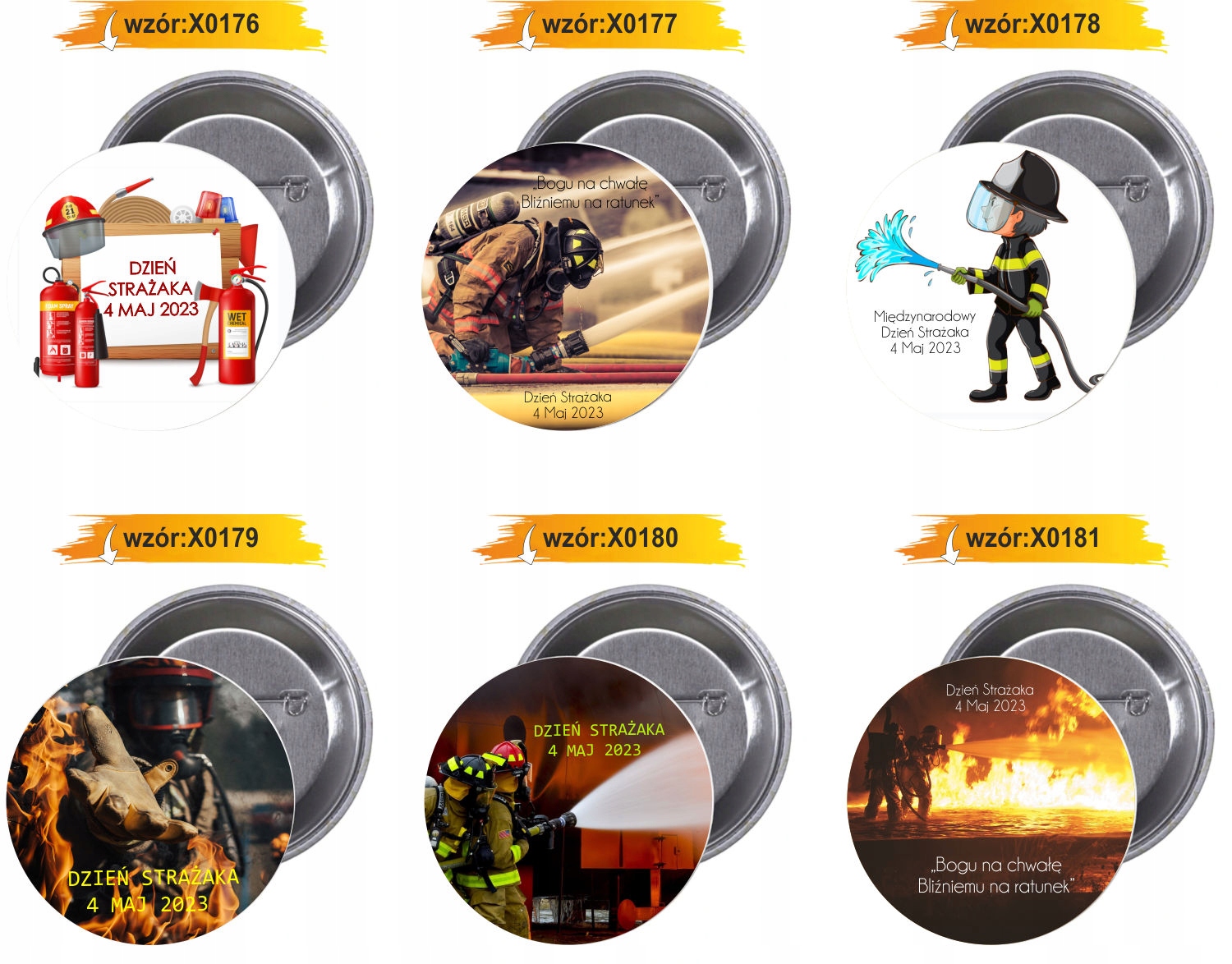 Przypinki buttony DZIEŃ STRAŻAKA z grafiką TANIO