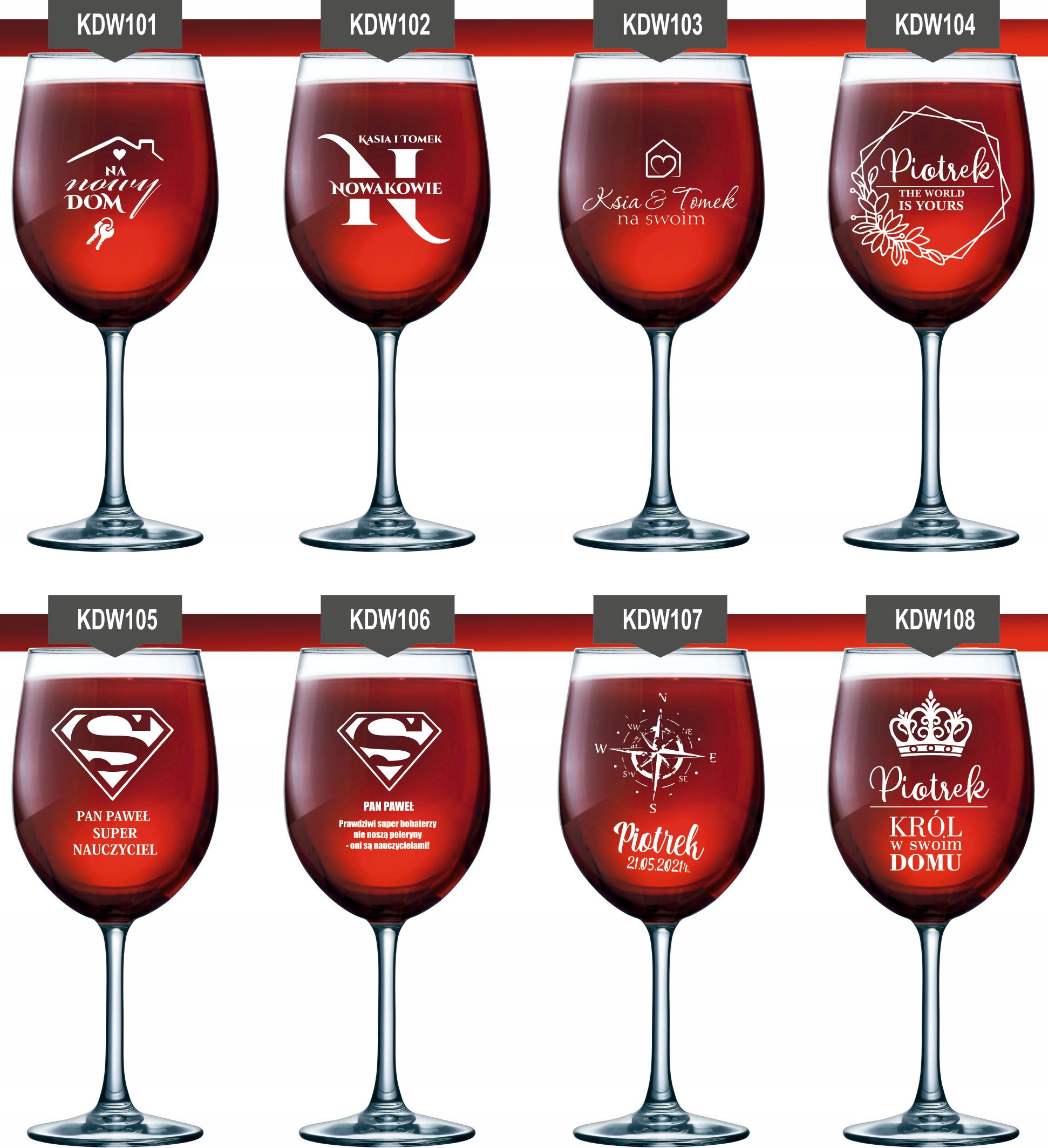 lampka kieliszek do wina z grawerem na PREZENT na imieniny personalizowany