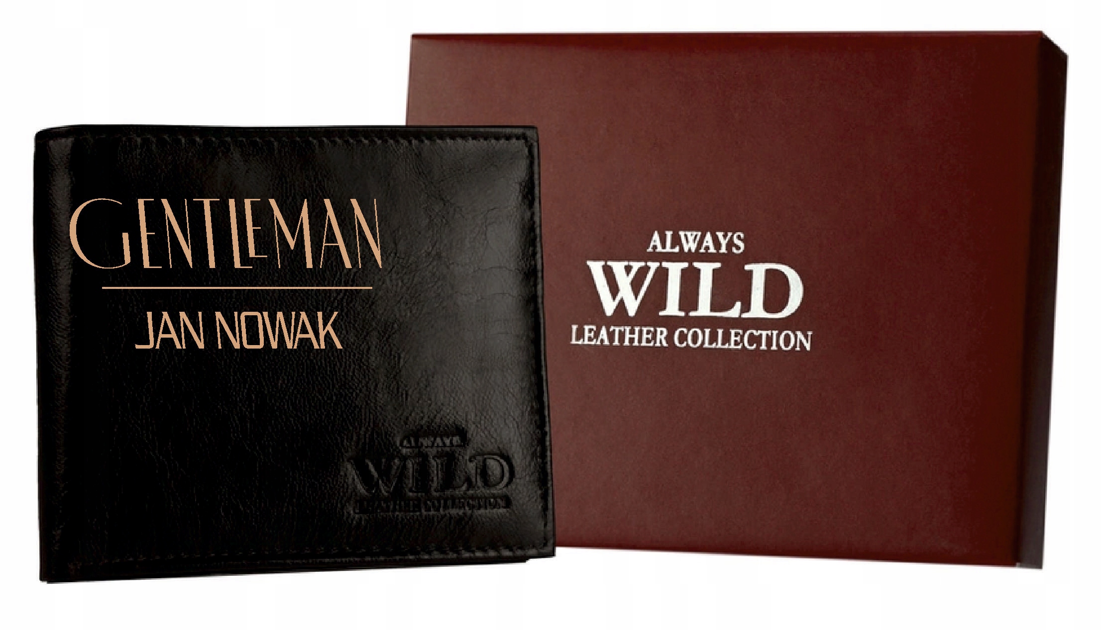 Portfel na prezent imię TWÓJ TEKST grawer SKÓRA