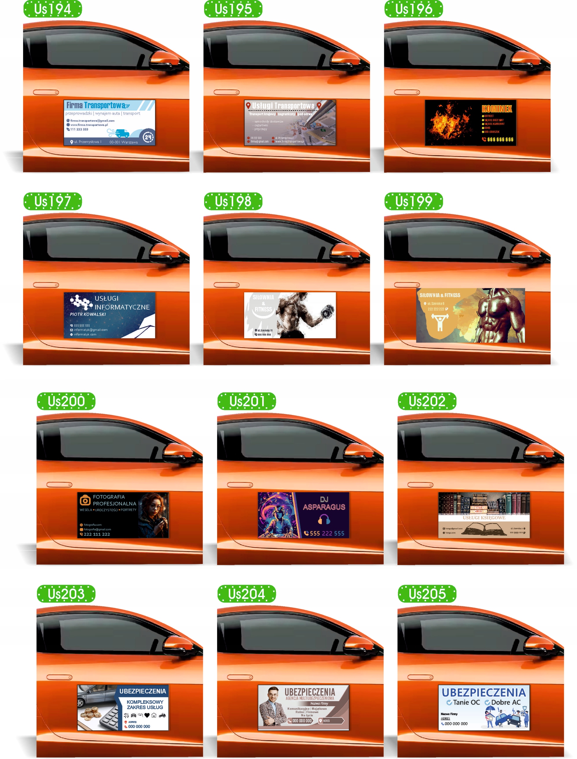 Magnes na samochód reklama magnetyczna 60x30 dużo wzorów MEBLE NA WYMIAR