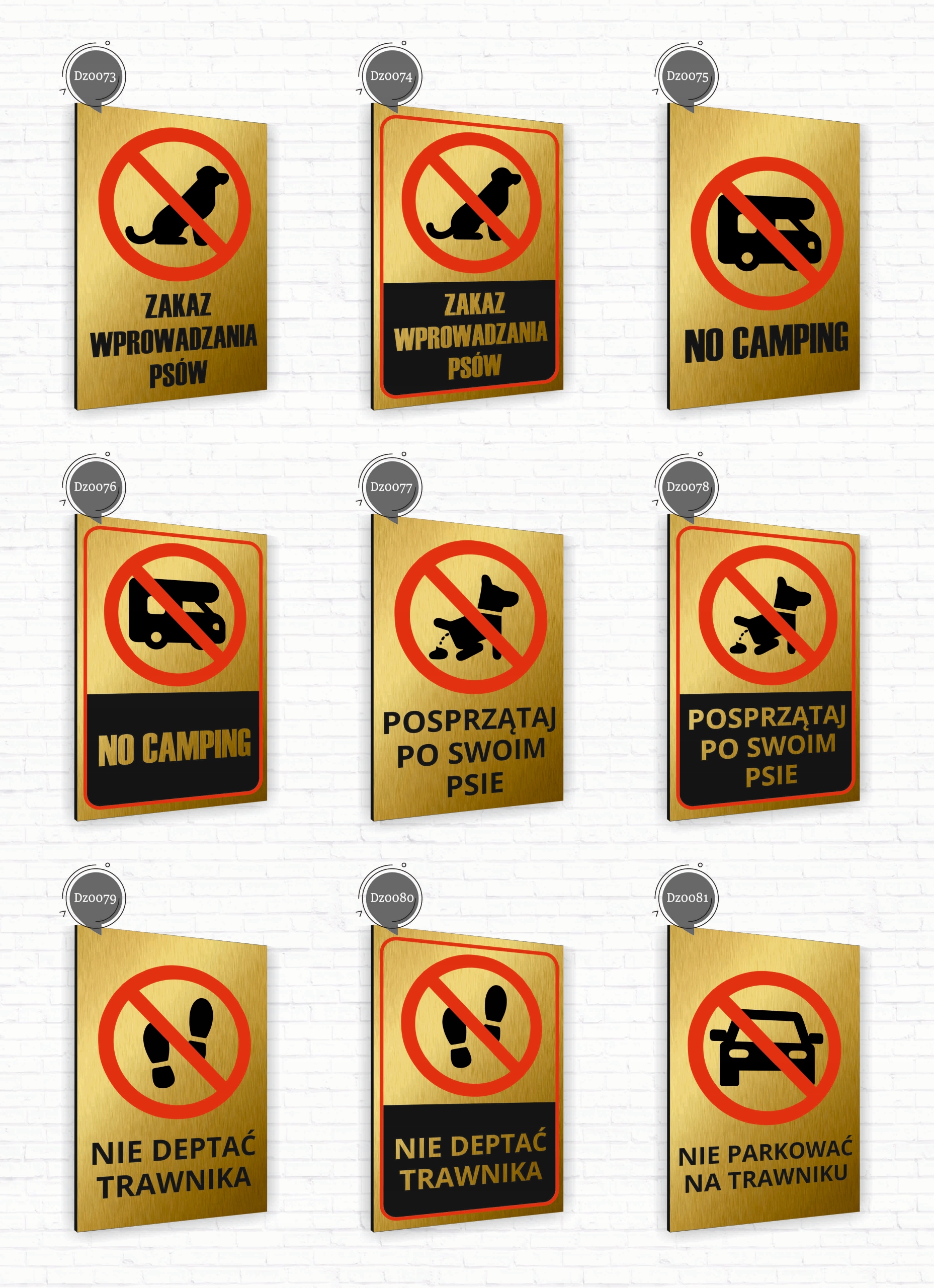 Tabliczka znak informacyjny 30x20 Złota RYZYKO POTKNIĘCIA Aluminiowa