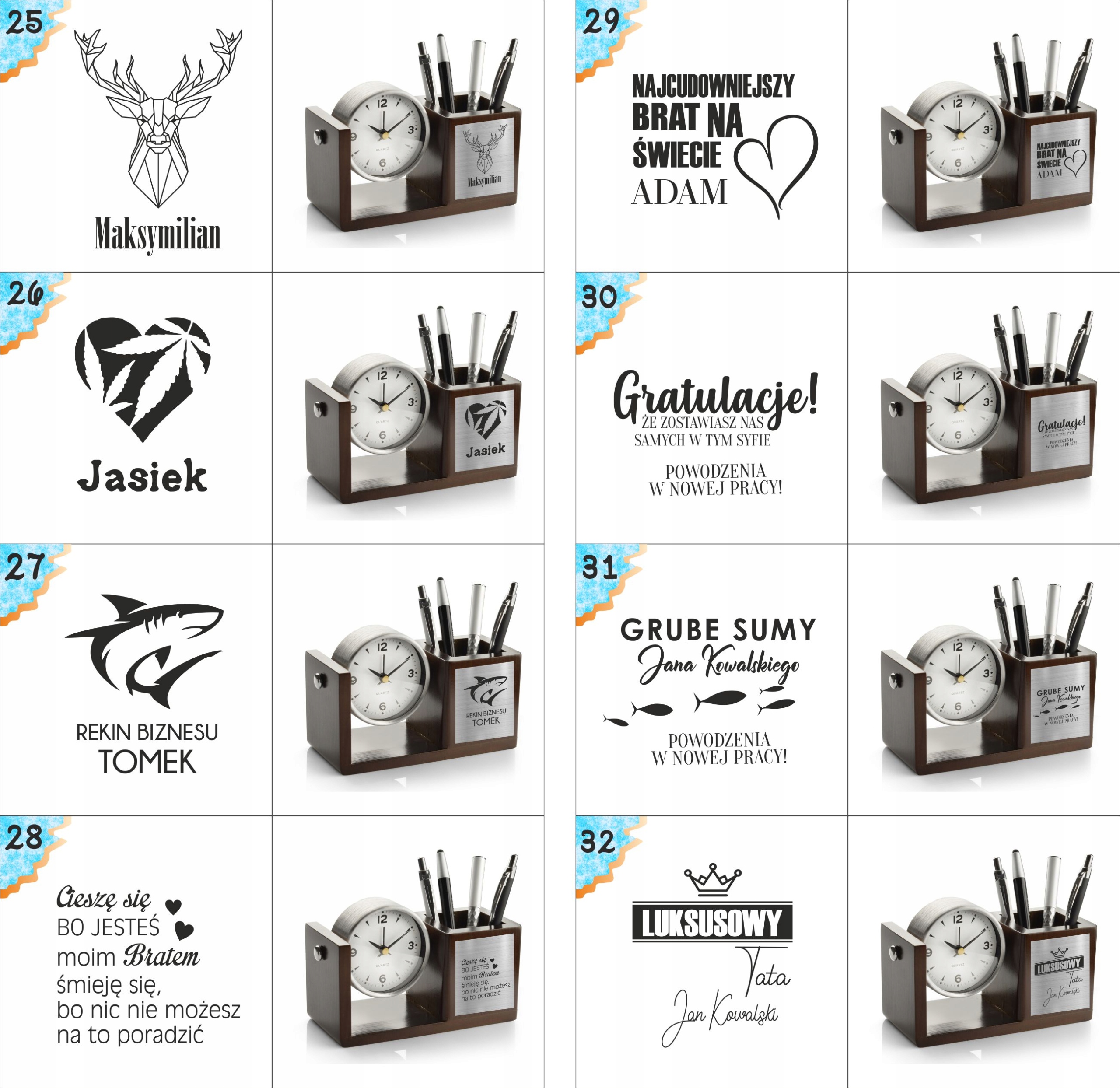 PREZENT dla informatyka organizer na biurko z zegarem przybornik