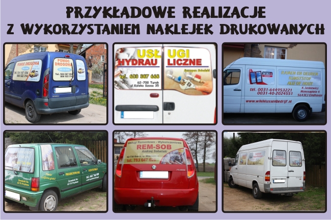 Reklama naklejka na samochód wymiar okno ful kolor