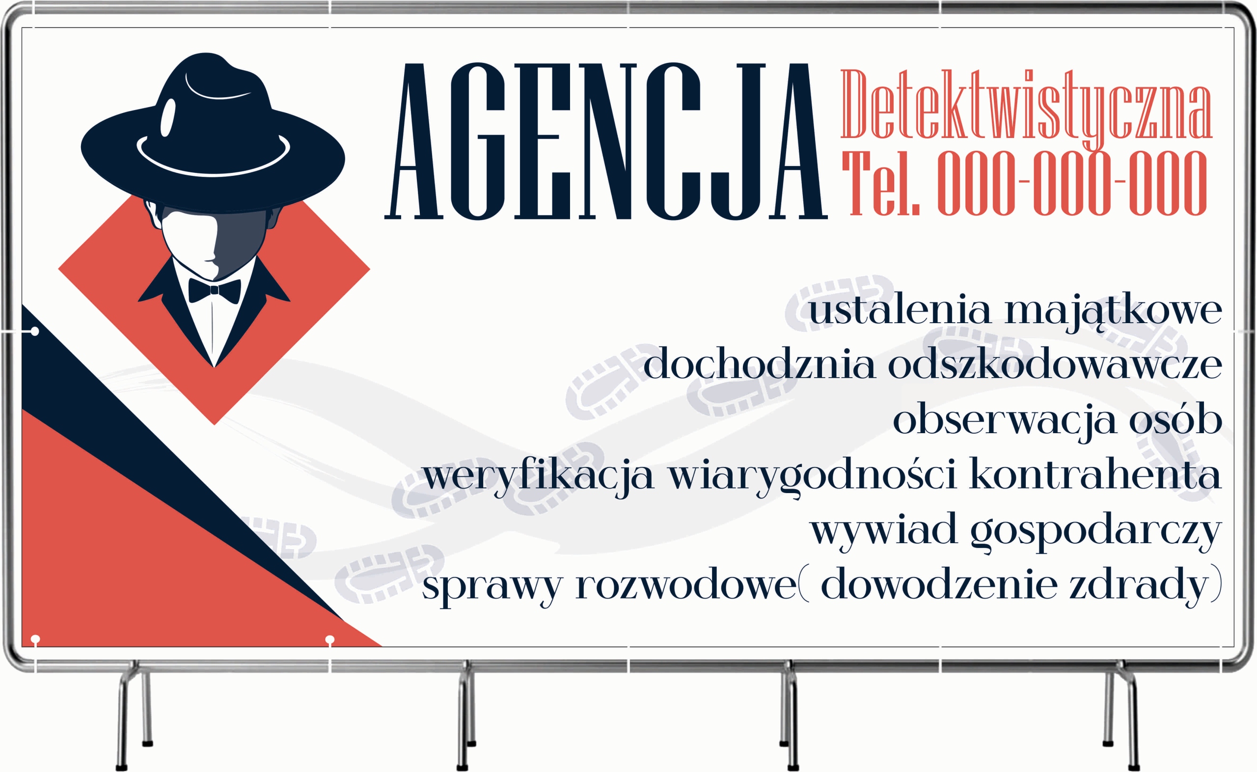 BANER REKLAMOWY 130x80cm oczkowany projekt w cenie AGENCJA DETEKTYWISTYCZNA